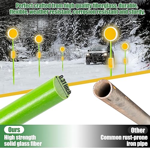 Miniatura 4 de Marcadores reflectores de entrada, marcadores reflectantes profesionales para arado de nieve, reflectores de doble cara de poste de fibra de vidrio