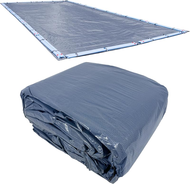 Robelle 25 x 45 ft Value Line Winter Pool Cover for Inground Pools | Blue Swimming Pool Cover, 5 ft Overlap (30 x 50ft Cover Size), Solid 7 x 7 Scrim, 2.2 oz/yd2, 8-Year Warranty, Style: 462545R