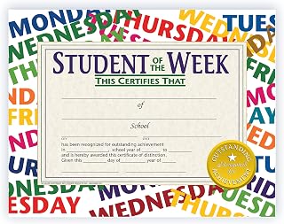 Hayes Publishing Student of the Week Certificate, 8.5" x 11", Pack of 30