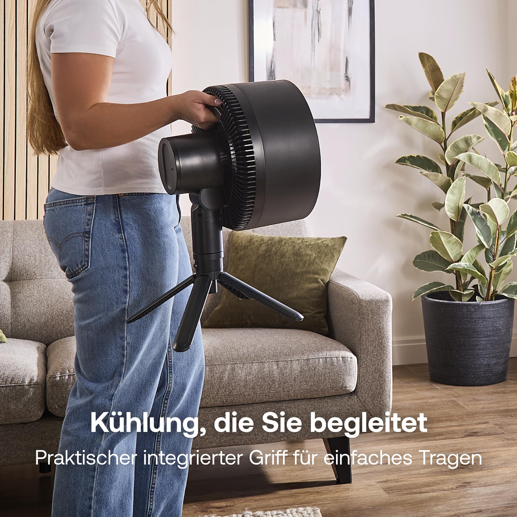 Dimplex DUOCOOL Smart 2-in-1 Akkuventilator Kabellos, Stand- & Tischventilator, 45 Std. Akku, 5 Geschwindigkeiten+Turbo, 20m Reichweite, Leiser Ventilator(36dB), App, Google Home & Alexa, Fernbedienung