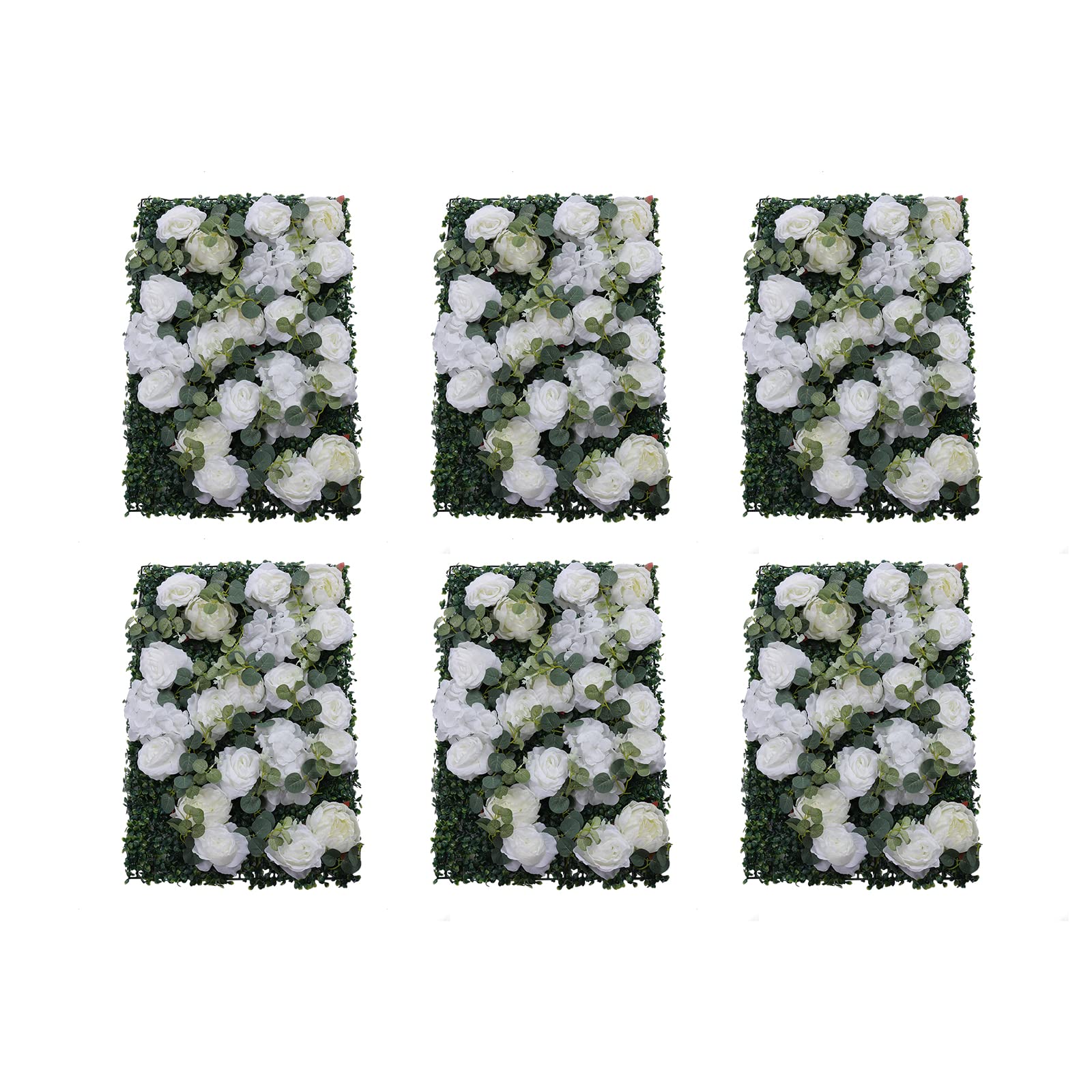 6 Stück Blumenwand Rosenwand, 60 * 40cm Künstliche Blumenwand Paneele, Wiederverwendung Blumenhintergrund Hochzeit, Für Hochzeit |Parteien Dekoration (Weiß)