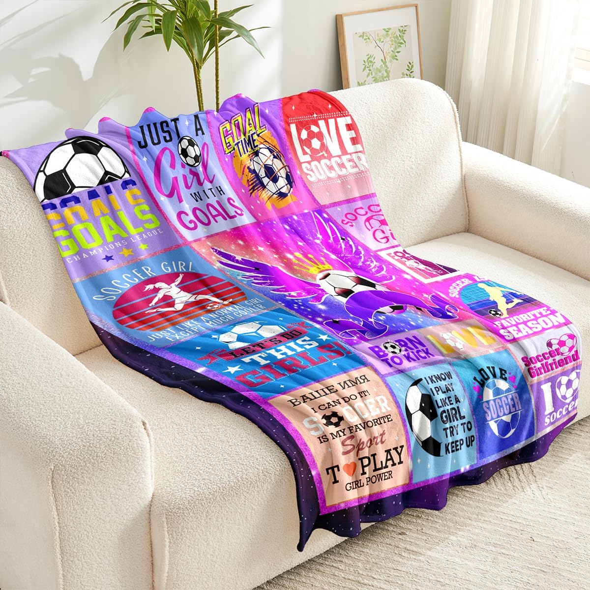 Wajade Soccer Gifts for Teen Boys, Lightweight Fleece Soccer Blanket,Sports Gift for Fans, Kids Throw Blanket for Birthdays Thanksgiving Christmas 60"x80" - Image 3