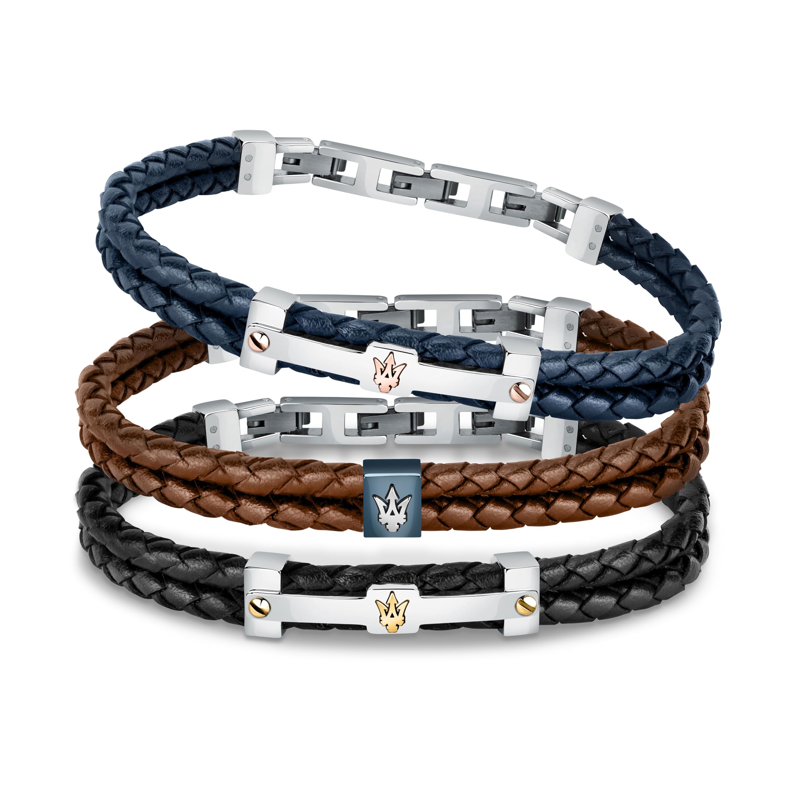 Jewels Bracciale Uomo in Acciaio,pelle riciclata,IP oro rosa - JM422AVE10