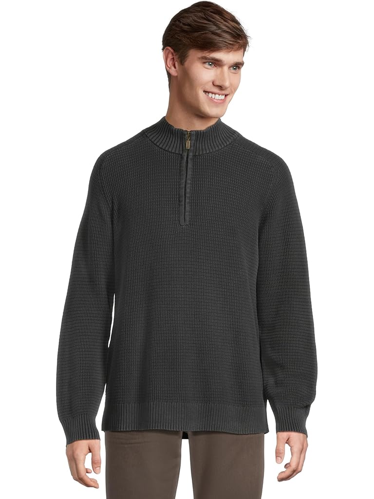 Gray L.L.Bean Textured Washed Cotton Sweaters 1/4 zip