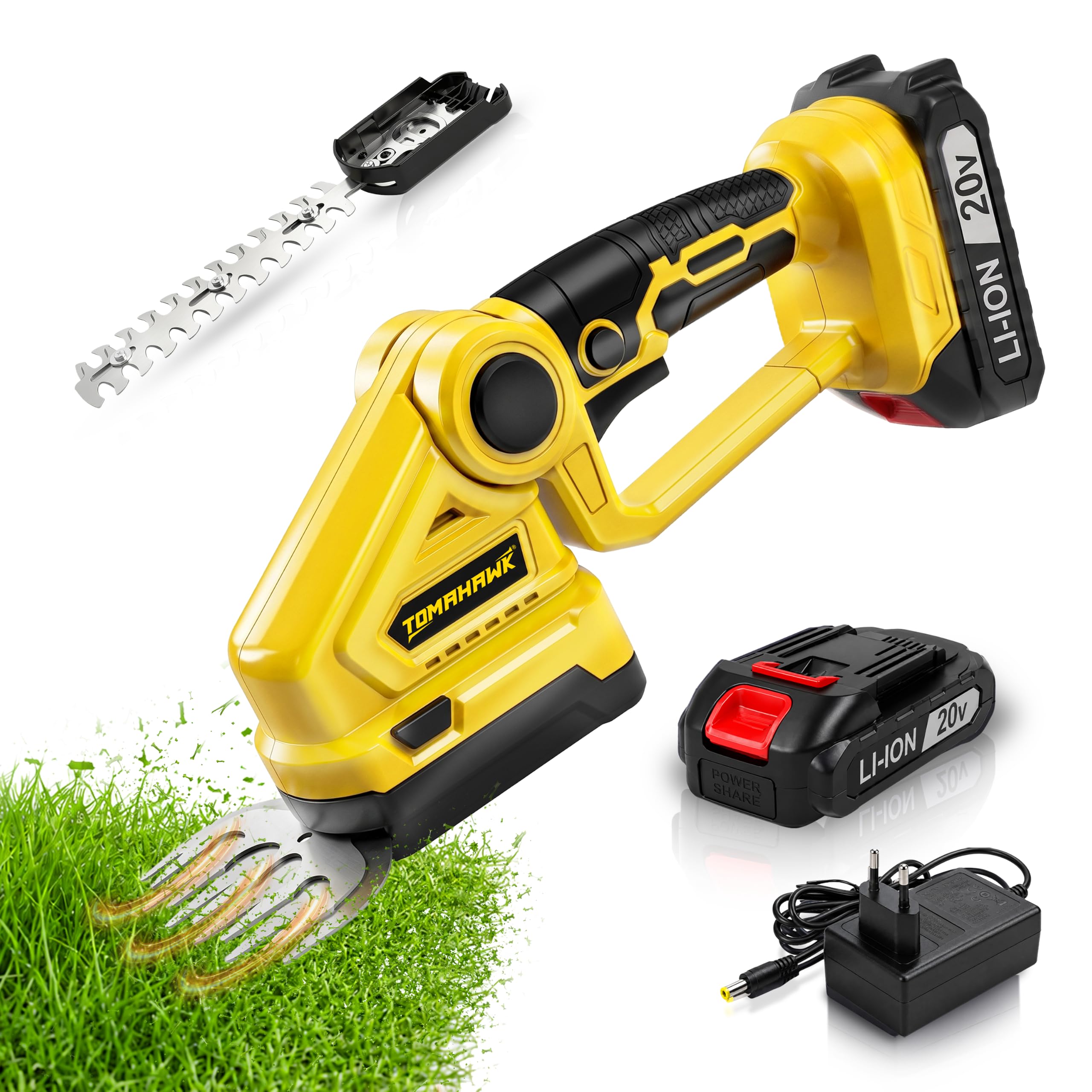 TOMAHAWK® CHT-20A 20V Cordless Hedge Trimmer with 1.5Ah Battery | 24" Dual Action Blade | Lightweight Handheld Grass & Shrub Cutter | Tool-Free Blade Change Garden Trimmer-picture-11