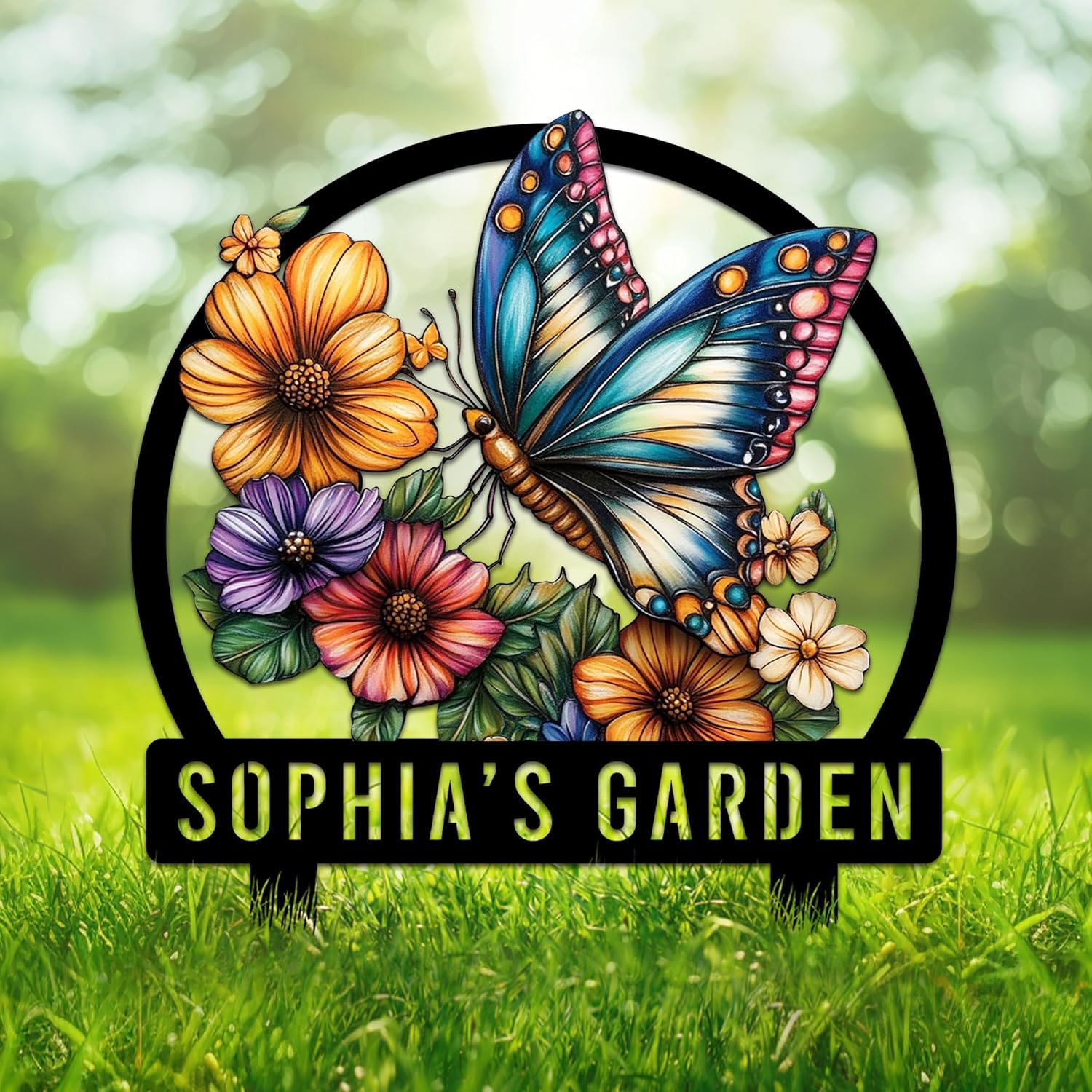 Personalized Butterfly Metal Sign, Custom Name Wall Fence Yard Patio, Home Office Decor, Gift Birthday, Garden Lover