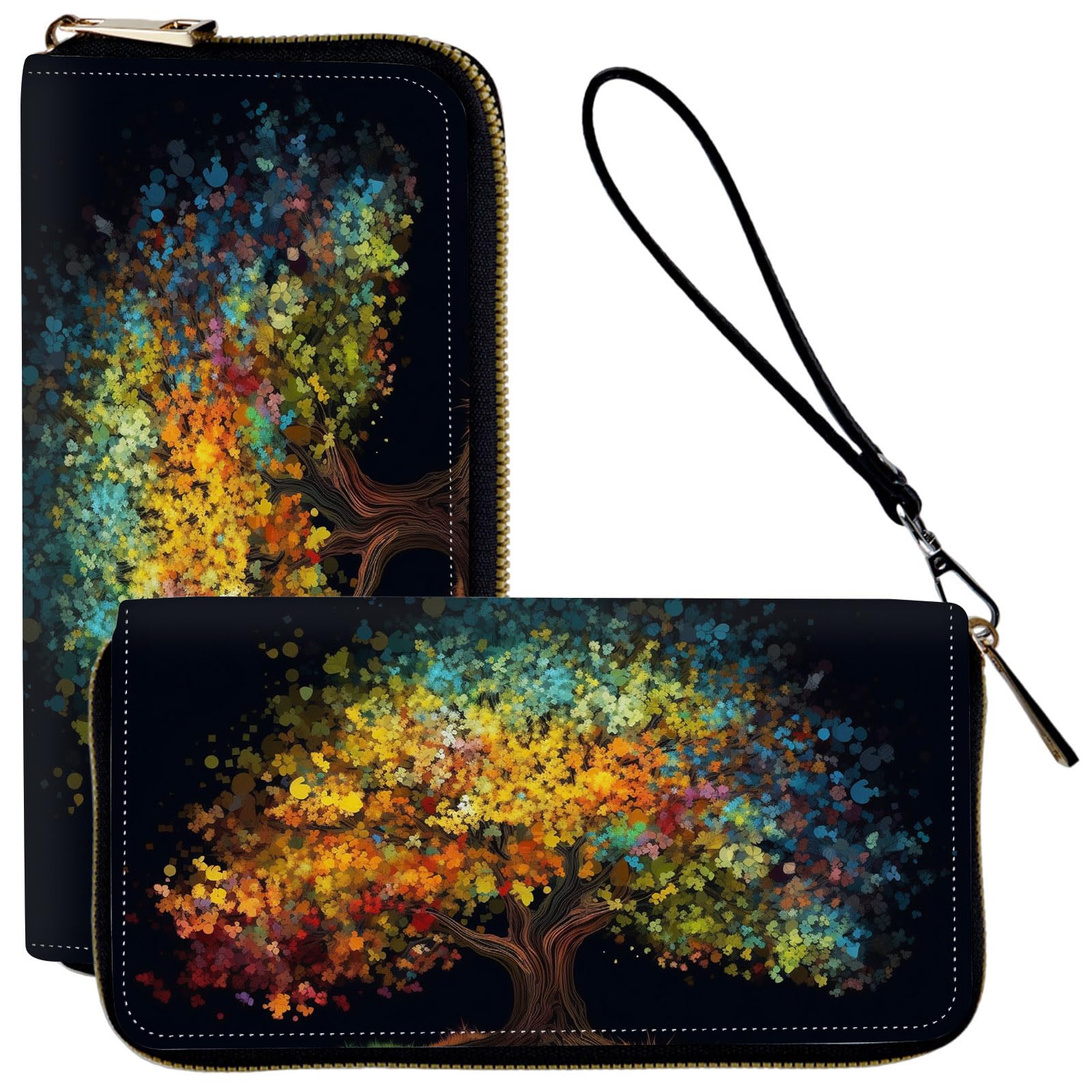 ACWDMKH Ladies Wallet,Clutch Purses for Women Wallets Leather Credit Card Holder for Women Wristlet Slim Small Cute with Zipper,Thin RFID Blocking