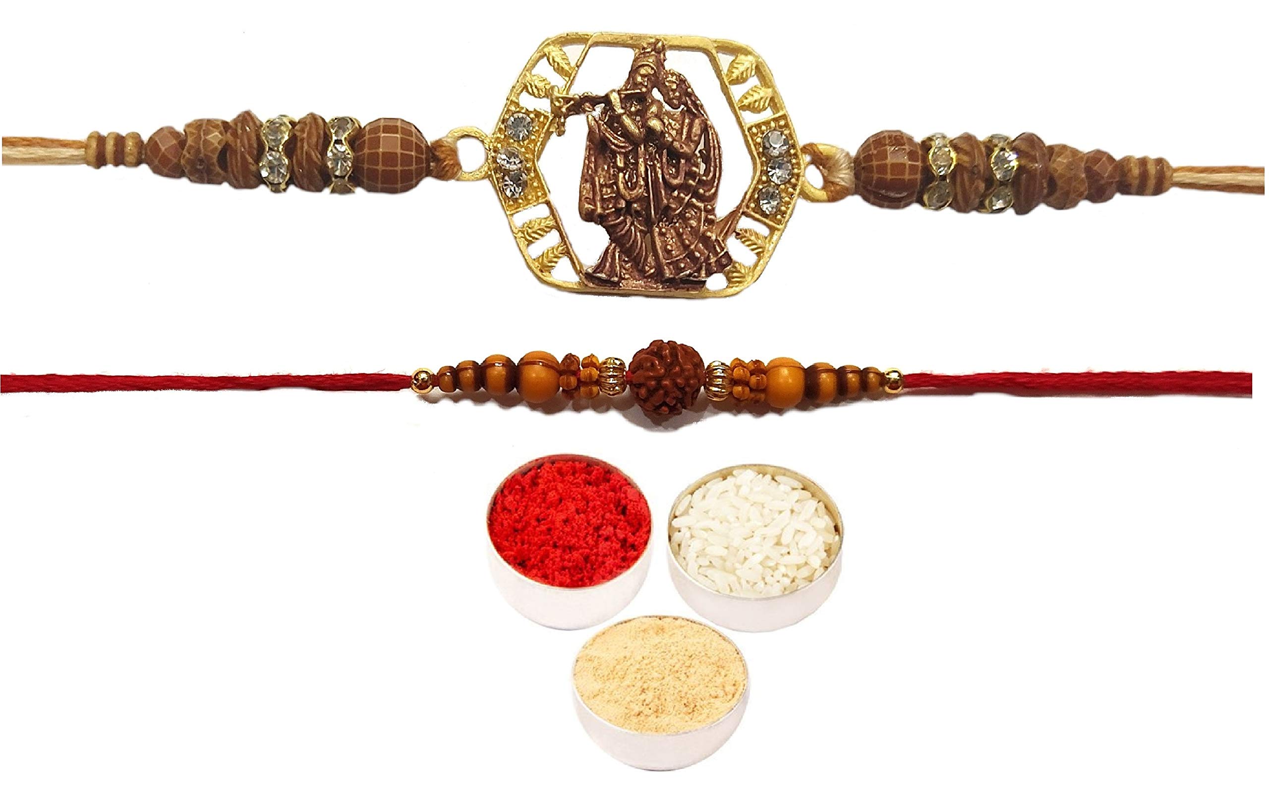 velour gifts Rakhi Combo: 1 Radha Krishna Designer Rakhi,1 Thread for Brother with Roli Chawal (Perfect Rakshabandhan Gift Combo for Brother Bhaiya Bhabhi)-picture-28