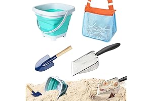 Mesh Beach Bag Seashell Bag & Mesh Shovel with Foldable Bucket for...
