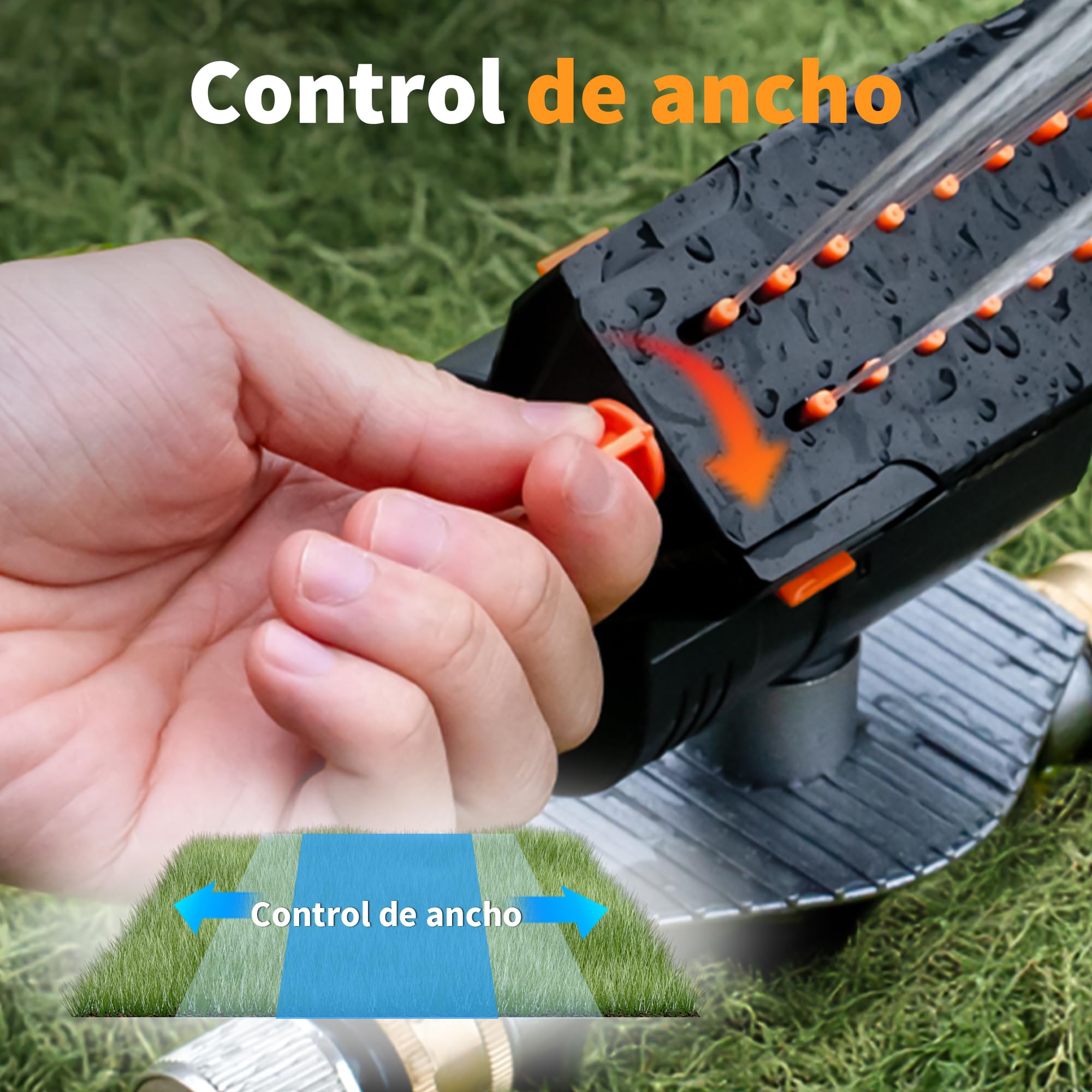 Diivoo aspersores de riego césped con Base de estaca metálica, aspersores oscilantes Turbo Ancho, Alcance y caudal Ajustables, 16 boquillas, aspersor riego de Usar para Plantas Jardines y césped
