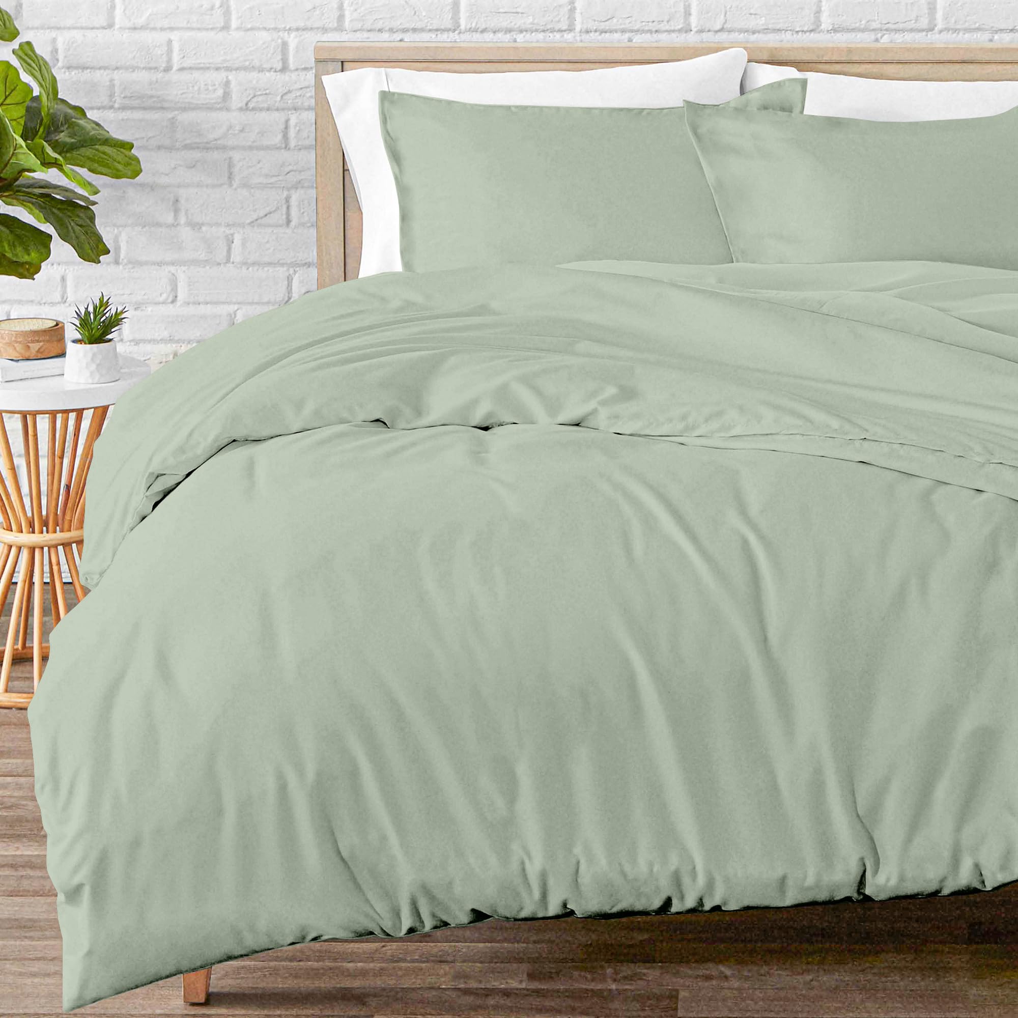 RAYBedding 100% Luxury Brushed Cotton Flannelette Single Duvet Cover Set Hidden Button Closure Duvet Cover Single and Pillowcases Set – Cozy & Breathable Single Quilt Cover Set