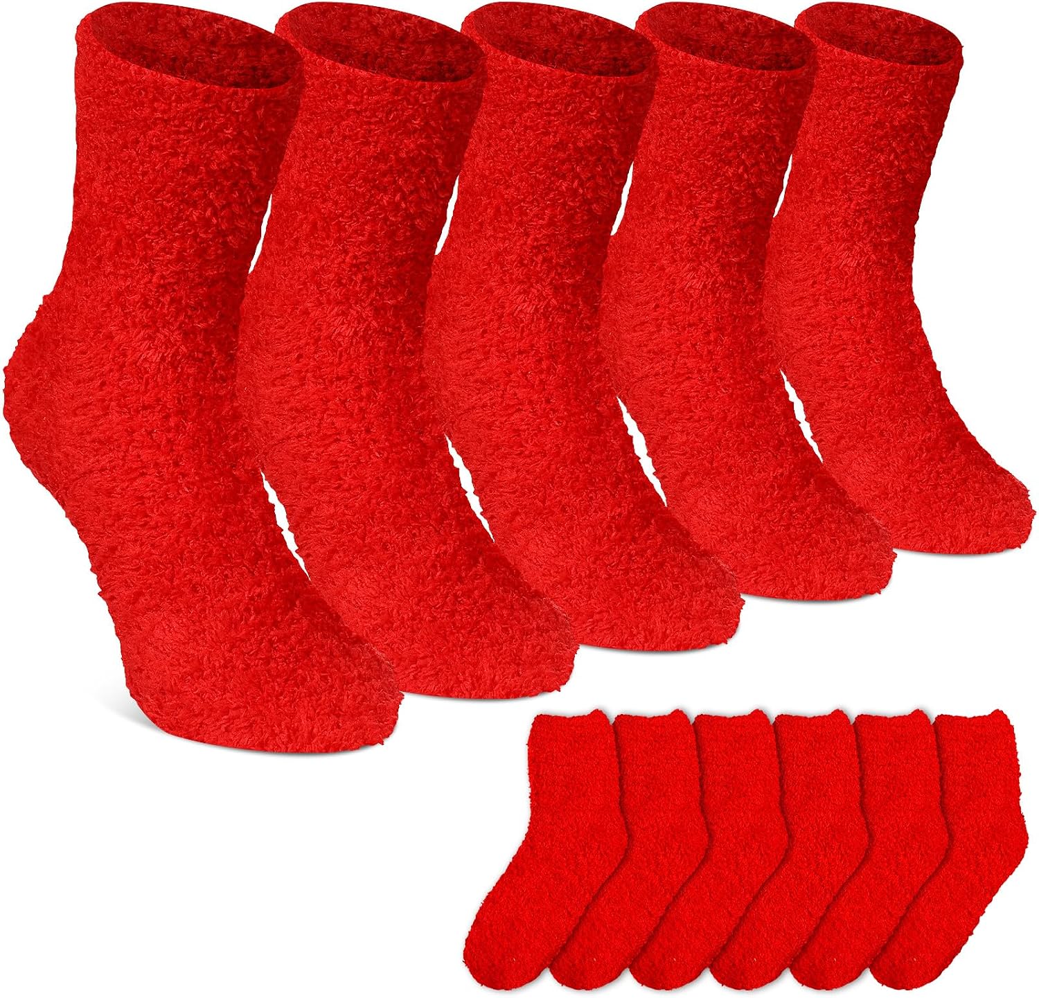 Suhine 12 Pairs Fuzzy Socks for Women Soft Warm Winter