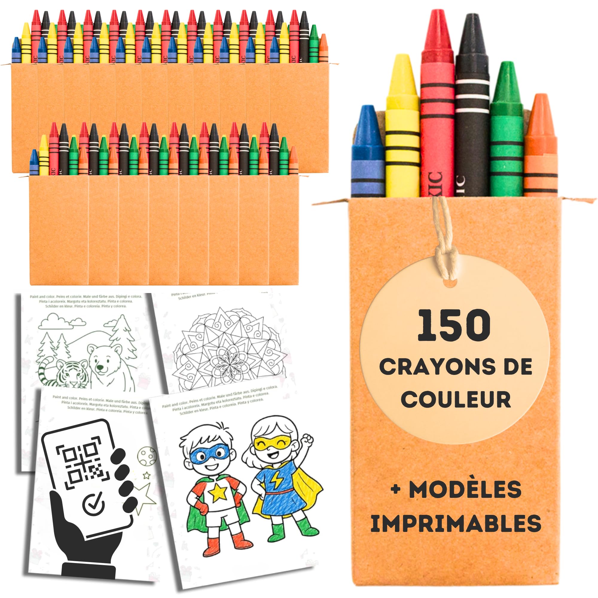 ALEJANDRO FUENTES AF - 150 Mini Wax Crayons for Kids, 25 x 6 Boxes | Colouring Crayons for 3 Year Olds & Toddlers | Non-Toxic Set for Party Bags, Travel, Class Gifts & Preschool Leaving Gifts