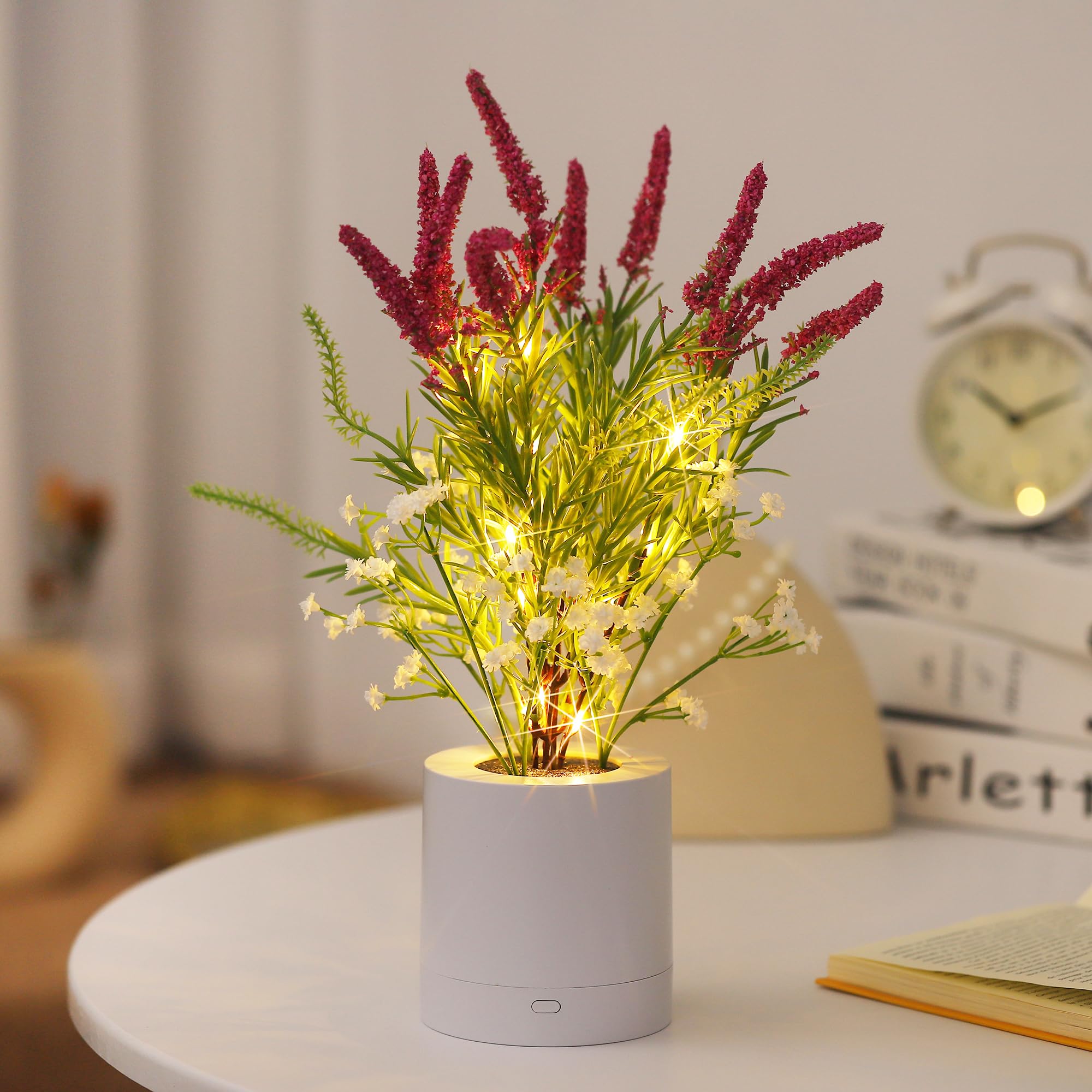 WSYEAR Lavender Night Light,Purple Blossoms Floral Bouquet Artificial Lavender Flower Lamp for Women Her, Led Table Lamp for Bedroom Indoor Home Decorations Sleep Friendly โ image 1