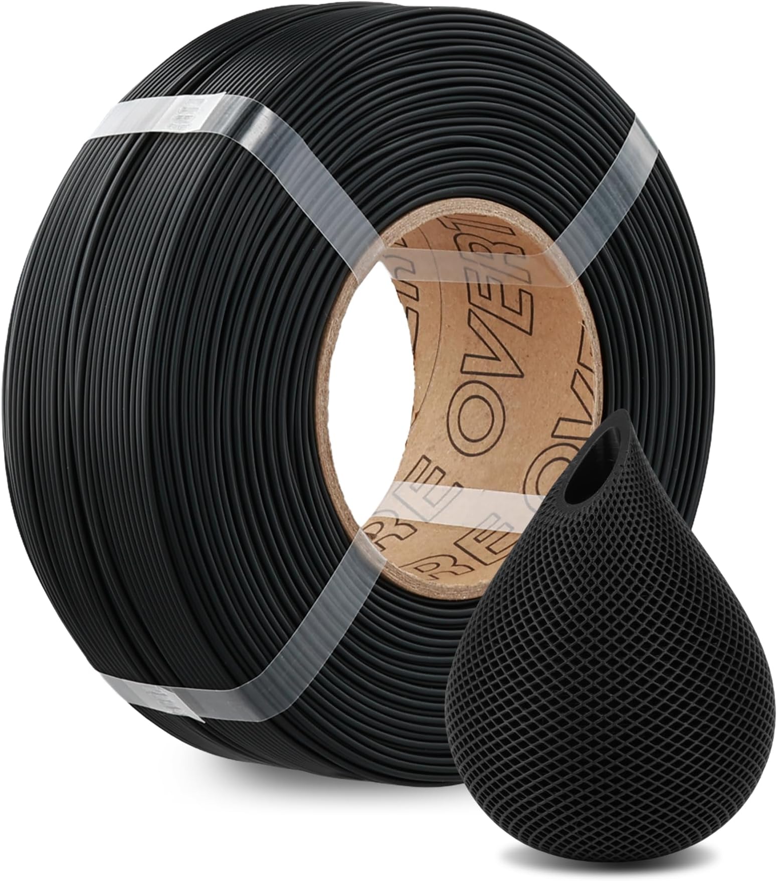 Refill PLA Filament 1.75mm 1kg, PLA 3D Printer Filament, 1kg (2.2lb) Refilament for Bambu Lab Reusable Spool, Accuracy +/- 0.02mm, Fit Most FDM 3D Printers (Black)