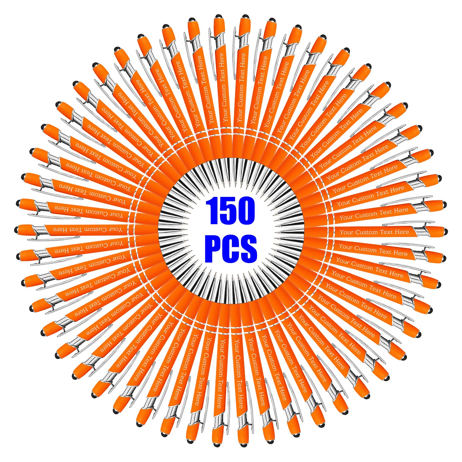 150 Pcs Personalized Custom Pens Bulk Free Engraving with Name Message Customized Ballpoint Pens Stylus for Business Office Graduation Customized