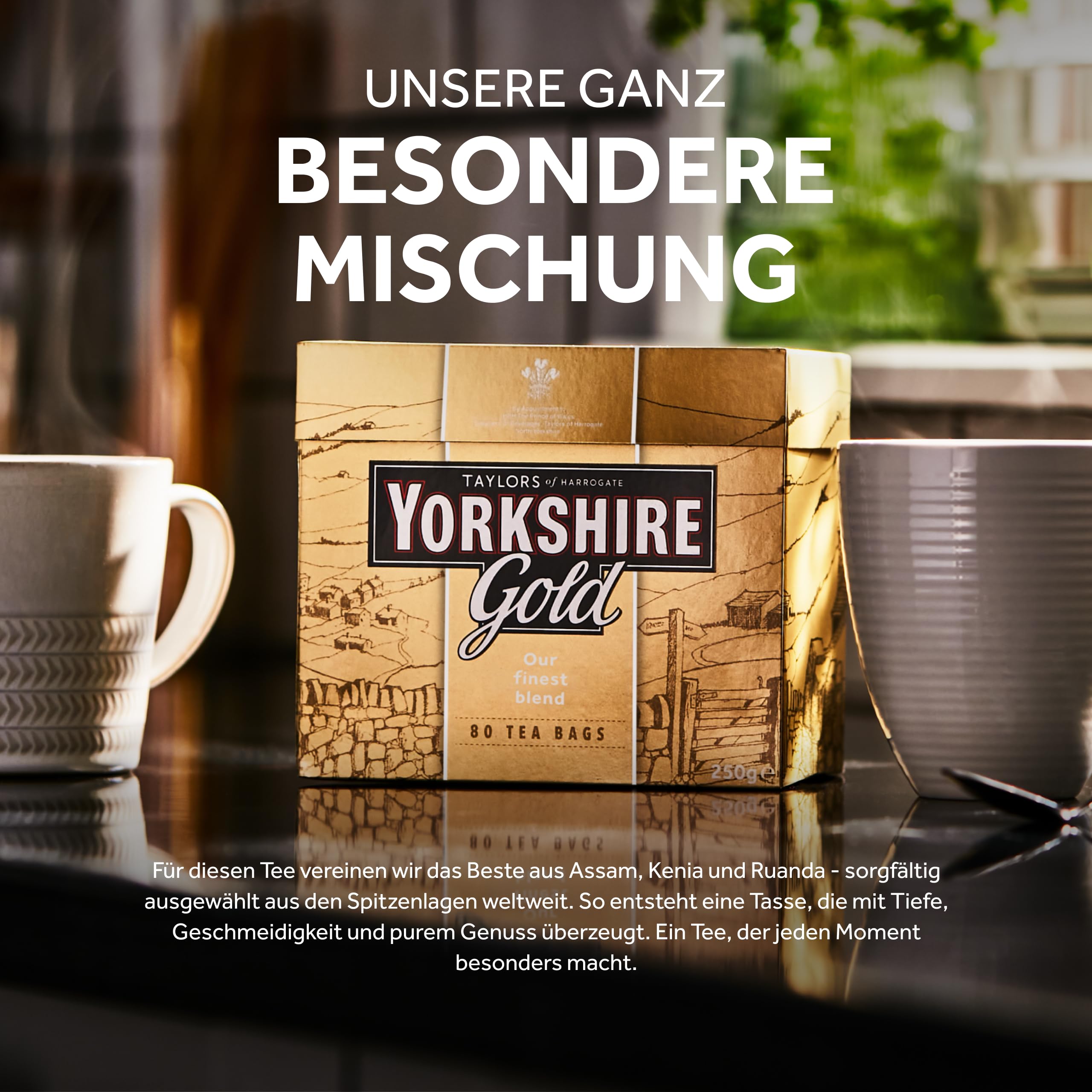 Yorkshire Tea Gold - Schwarzer Tee - Feinster Blend aus Assam, Kenia und Ruanda, Reichhaltiger und Geschmeidiger Geschmack - 80 Teebeutel