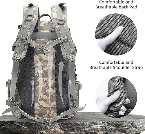 Miniatura 4 de aiGear Mochila táctica, 25L35L45L55L Mochila militar para camping, senderismo, caza con sistema Molle Army Daypack, 45l negro, Mochilas Daypack