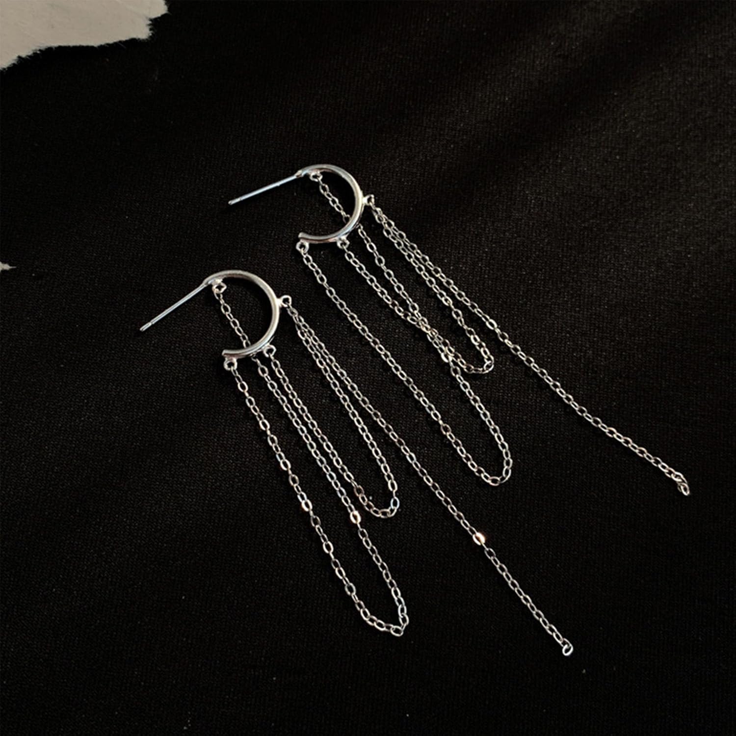 Long Silver Chain Threader Earrings Tassel Dangle Earrings Jewelry for Women - Image 7