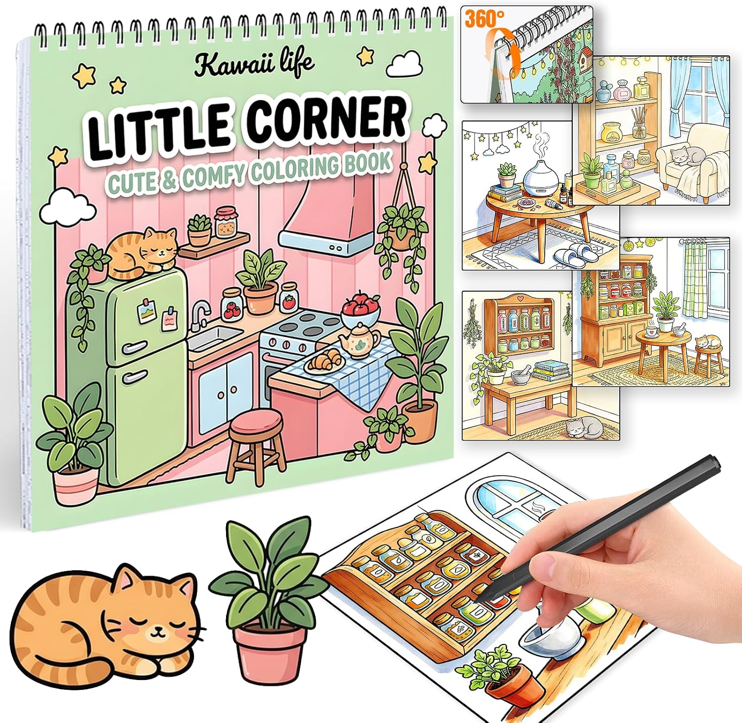 Adult Coloring Book for Women Relaxation, Spiral Bound Mindfulness Coloring Book for Adults and Teens Featuring Cute Single-Sided Pages Bold and Easy, Simple and Big Designs for Relaxation - Cake