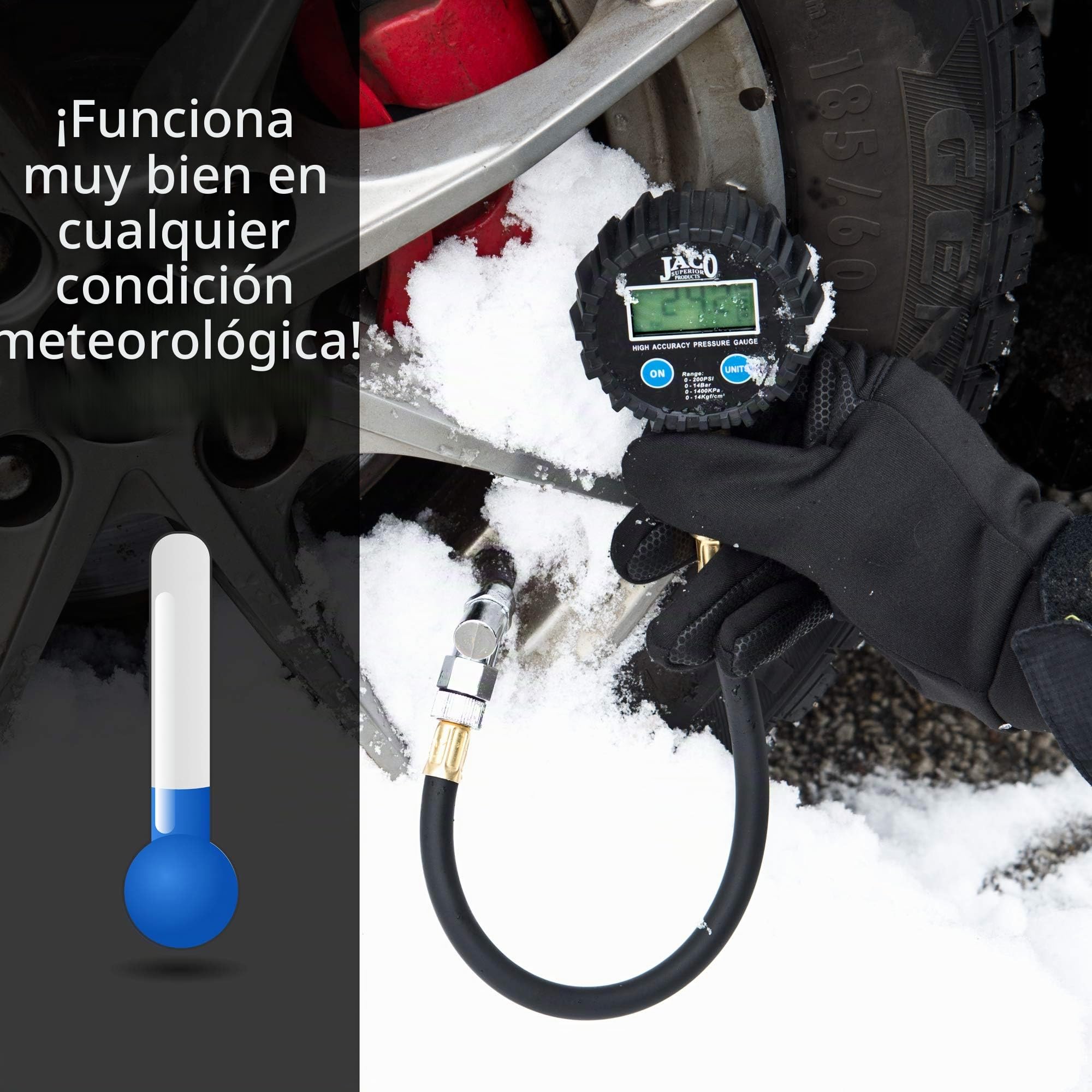 JACO ElitePro Medidor de presión digital de neumáticos - precisión profesional - 200 PSI