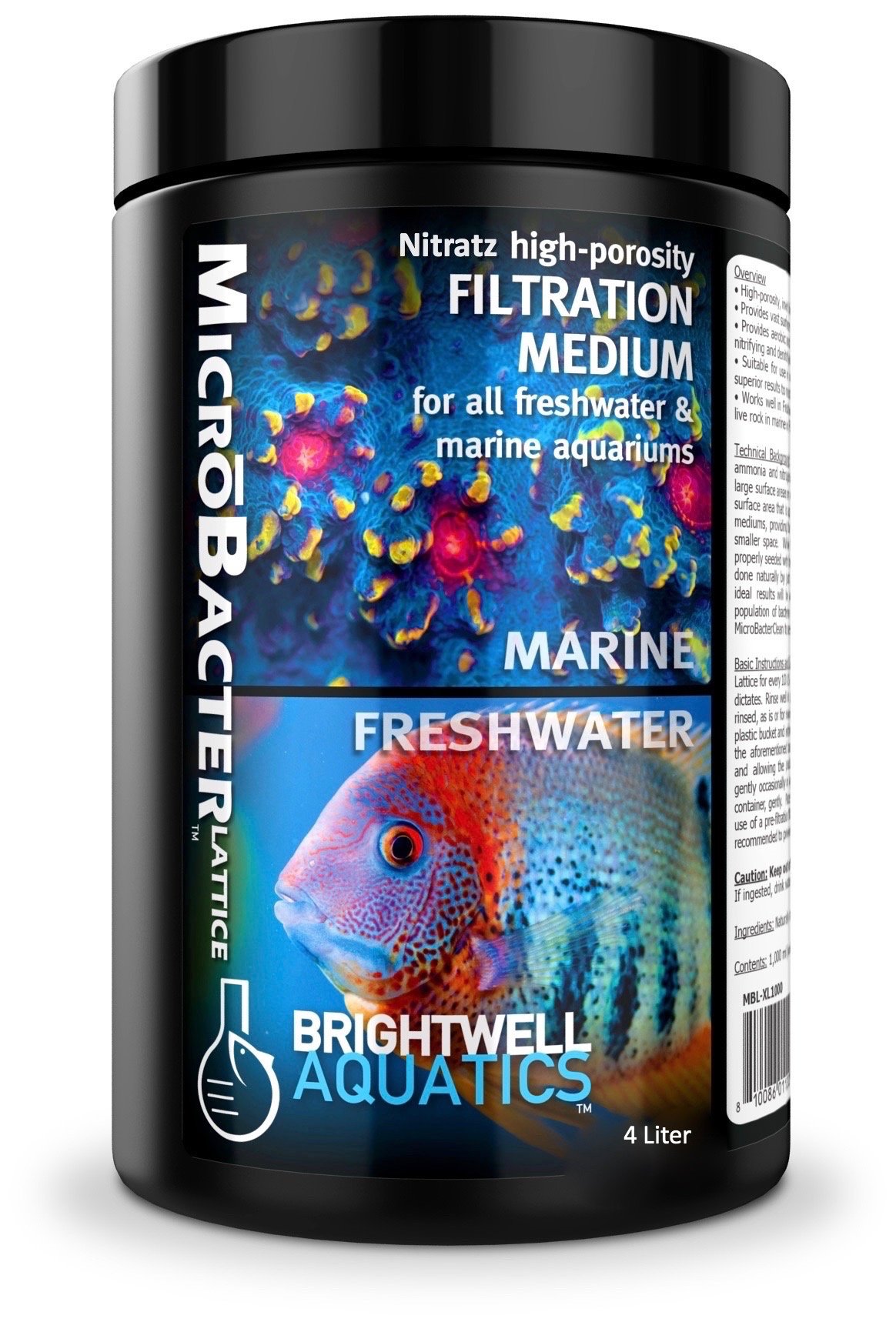 Brightwell Aquatics MicroBacter Lattice Nitratz – Porous Biological Filtration Medium for use in Fre