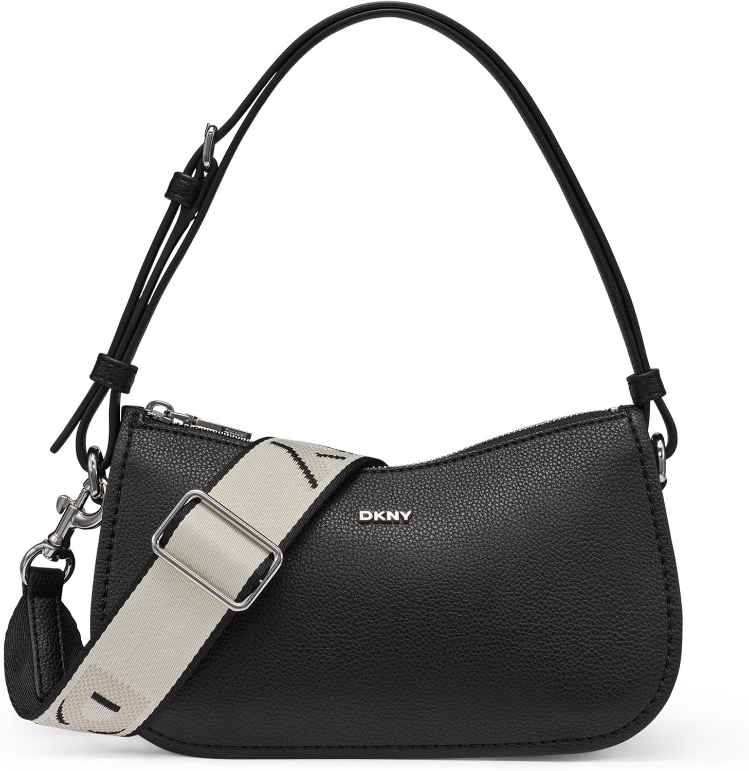 DKNY Women's Nessa Shoulder Bag, Black/Silver, One Size