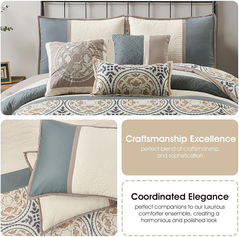 Stratford Park Multi-Color Bed Sets Queen with Comforter, 7 Piece Bedding Sets & Collections, Comforter Set, Matching Pillow Shams & Bedskirt image 5