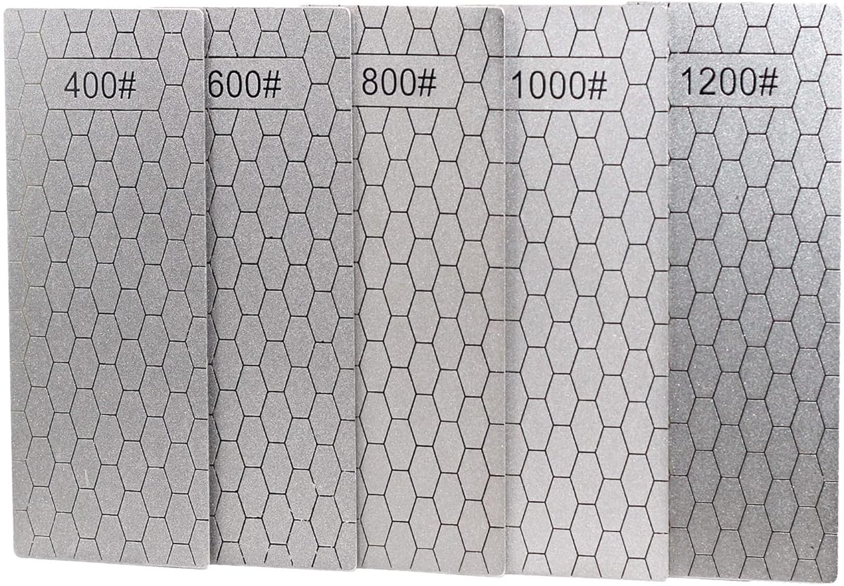 Jewboer 5 Pieces Diamond Sharpening Stone Set,Diamond Lapping Plate Coarse/Medium/Fine Grit Sharpener,400/600/800/1000/1200 Grit