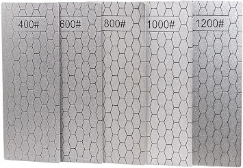 HARFINGTON 2pc Sharpening Plate Set 600/1200 Grit With Non-Slip Base - Diamond Lapping Plate Kit
