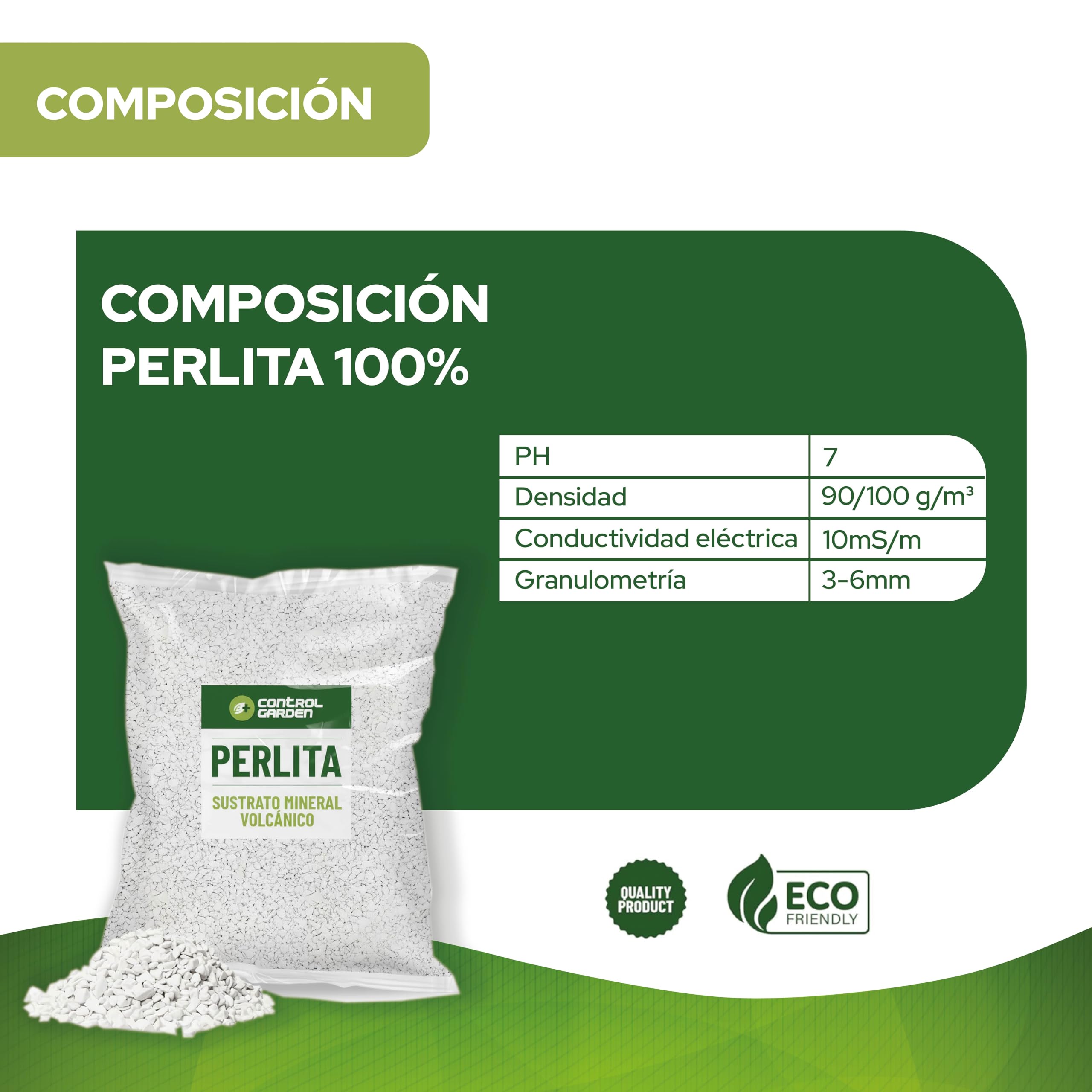 Control Garden Perlita 125 L | Tierra para Plantas y Cultivos Interior y Exterior | Sustrato Natural para Semillas | Fabricado en España
