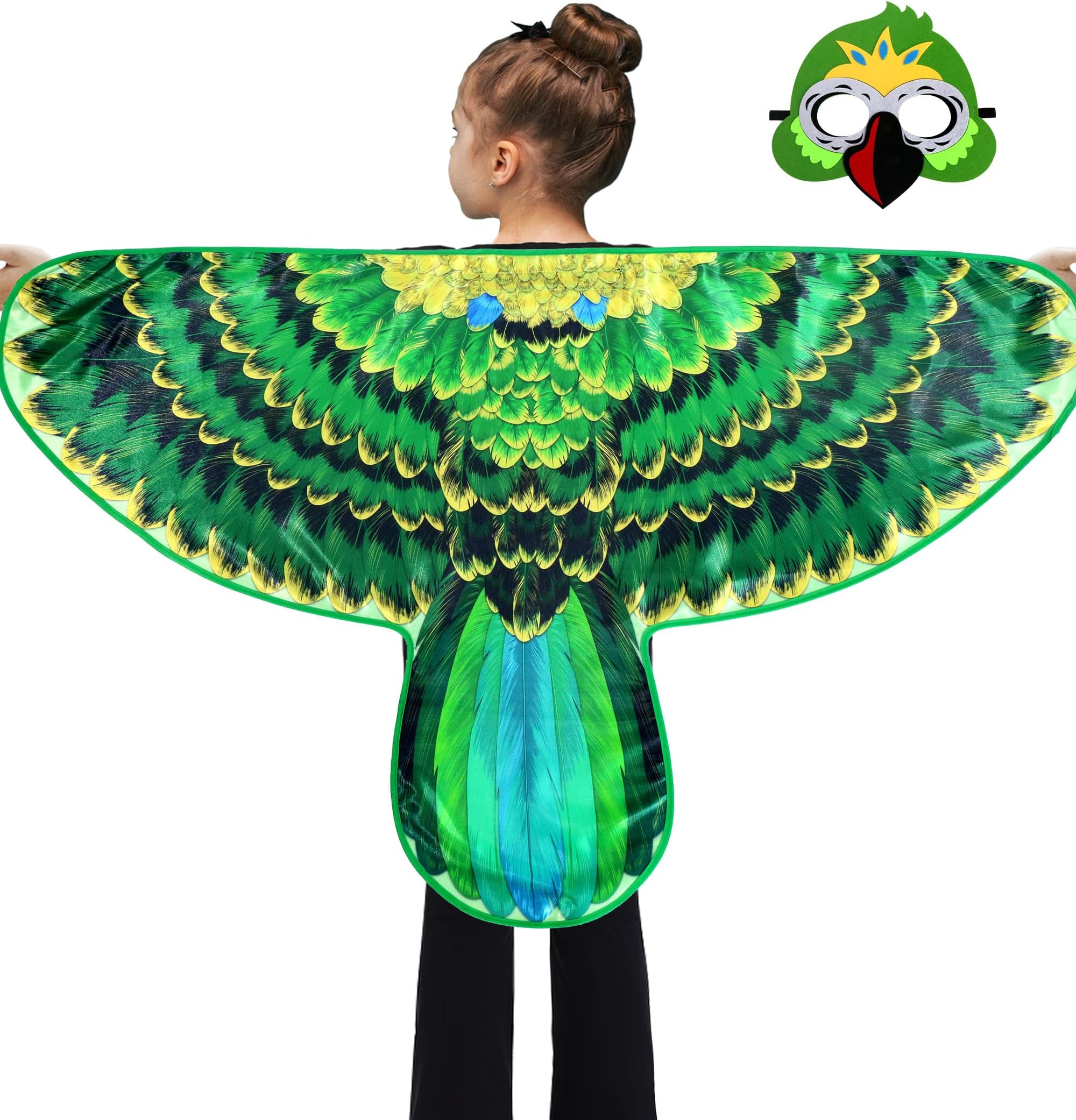 D.Q.Z Bird-Wings Parrot Costume for Kids Dress Up with Mask, Pirate Costume Accessory Halloween Party Favor Toys