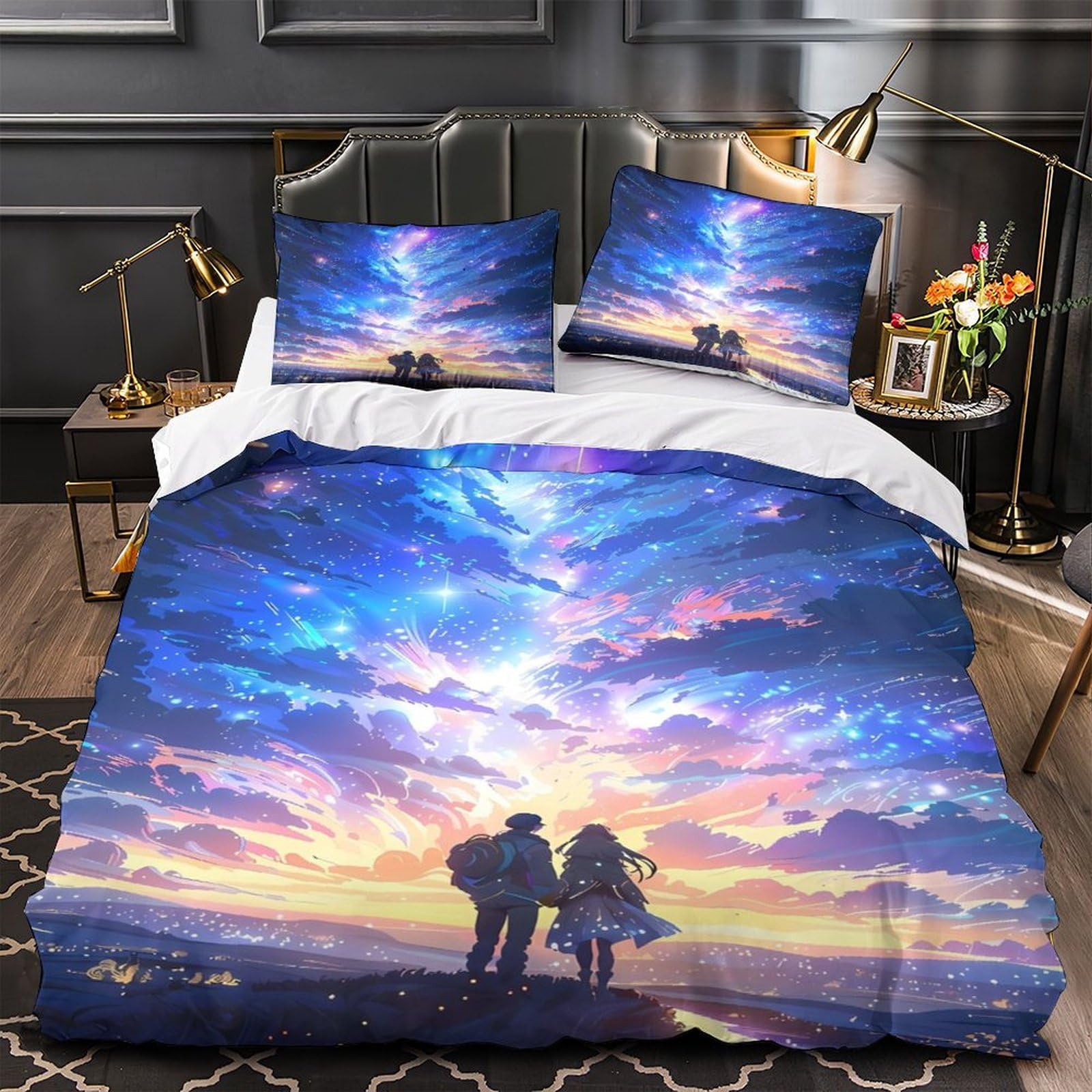 Housse de couette cosmique 260x220 pour une nuit sous les étoiles