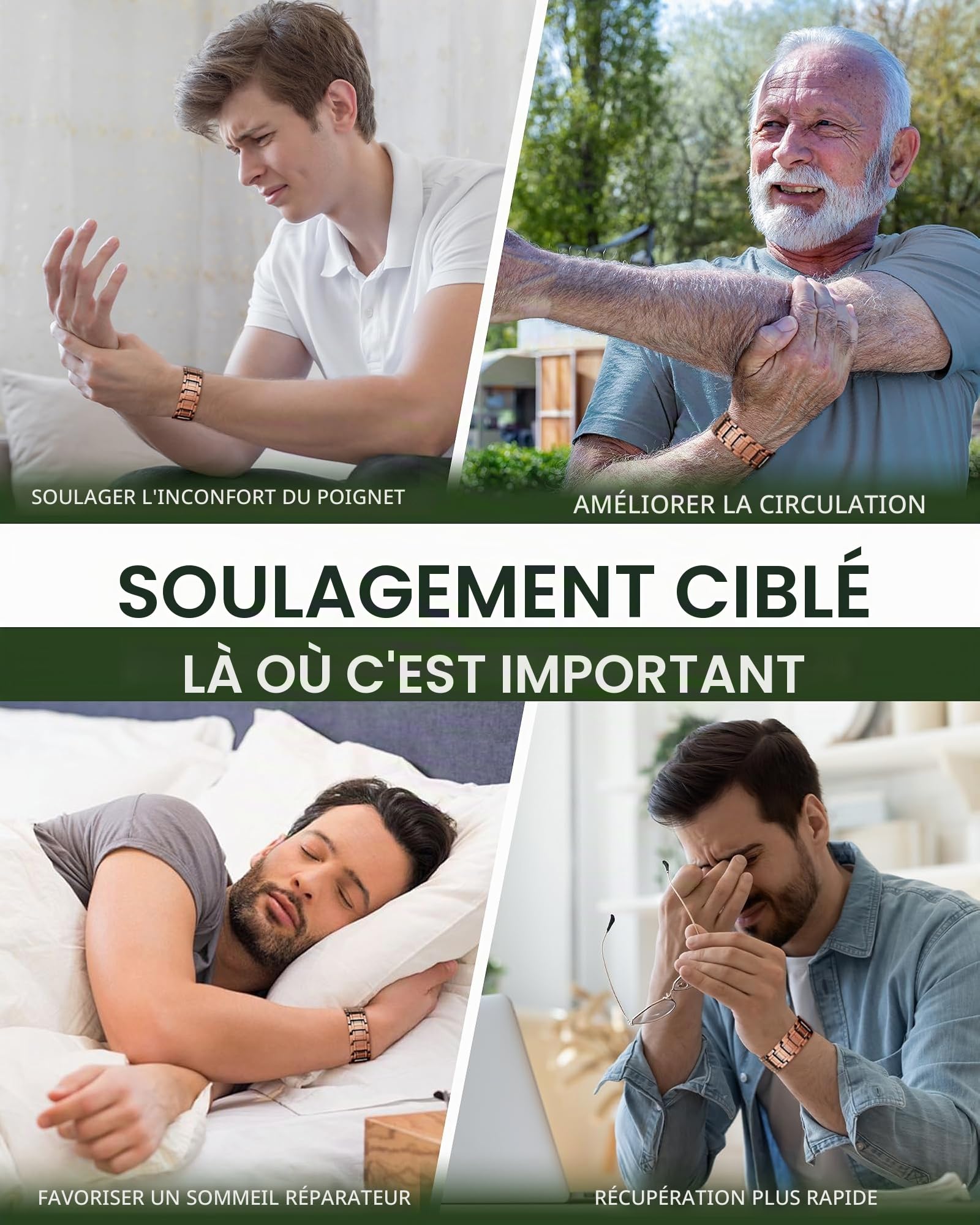 MagEnergy Bracelet en Cuivre à 99,99% pour Homme, Bracelet Magnétique avec Aimants Haute Puissance, Bracelet Réglable avec Outil de Retrait et Écrin Cadeau