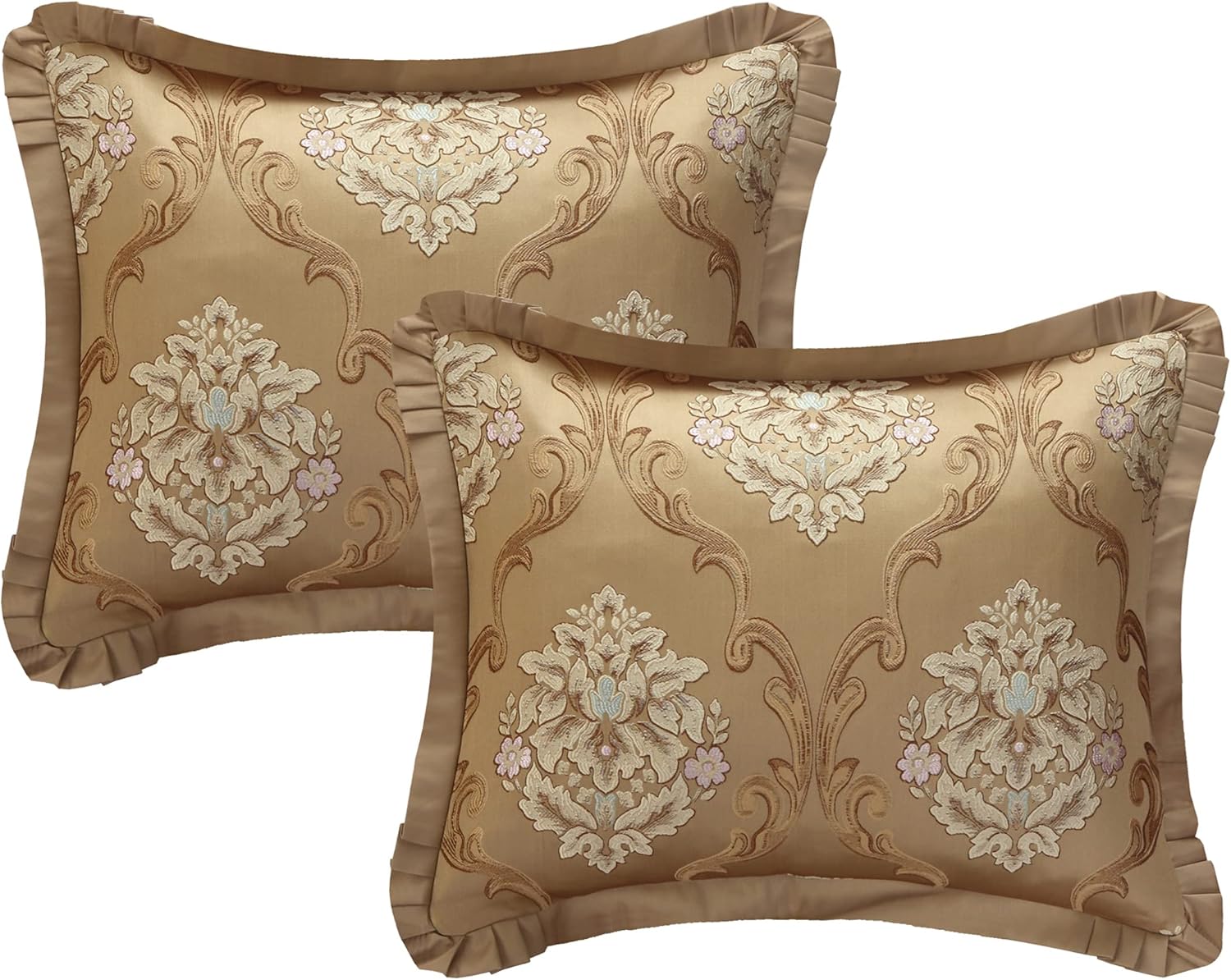 Chic Home 9 Piece Aubrey Decorator Upholstery Comforter Set and Pillows Ensemble, Queen, Gold : Home & Kitchen