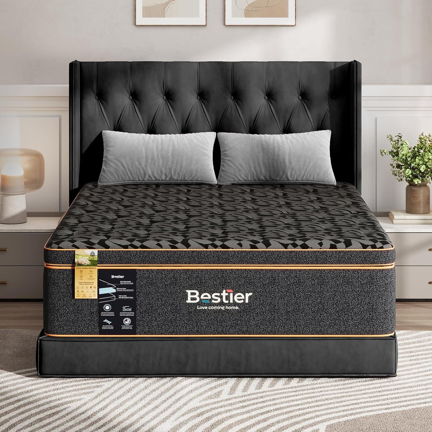 Bestier 12 Inch King Size Mattress - Cooling Gel Memory Foam, Organic Mattress Skin-Friendly, Memory Foam Mattress for Pressure Relief and Optimal Bac