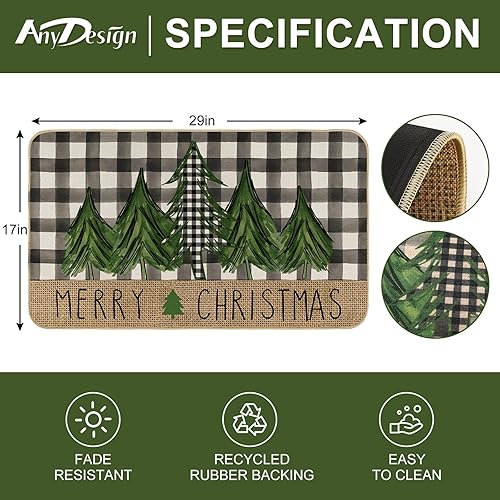 Miniatura 3 de Tapete de árbol de Navidad, pino de Navidad, tapete antideslizante para puerta delantera, tapete decorativo de Feliz Navidad, tapete para decoración