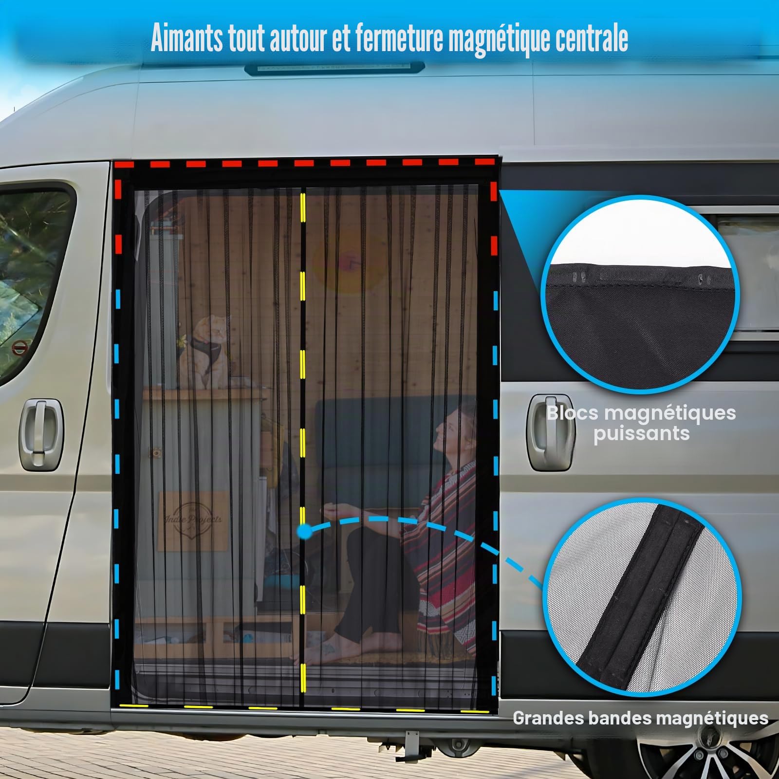 ZATOOTO moustiquaire Van aménagé avec magnétisme, moustiquaire Voiture pour Mercedes Vito, Volkswagen Transporter, Fermeture magnétique Centrale pour moustiquaire Porte Camping Car