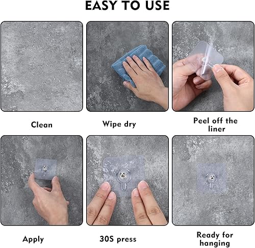 Miniatura 4 de 20 ganchos adhesivos para tornillos de montaje en pared, ganchos adhesivos sin rastro para baño, cocina, hogar y oficina