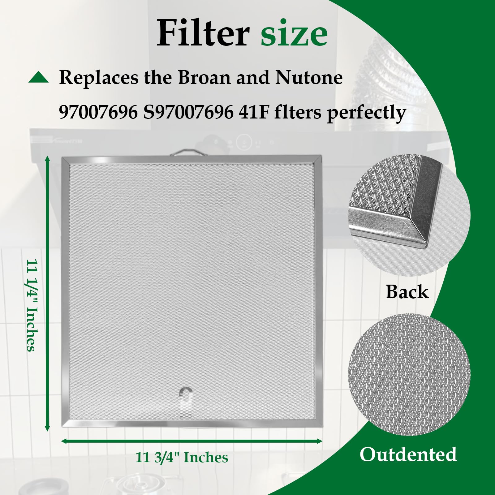 99010316 - Filtro de grasa para campana extractora de 11 1/4 x 11 3/4 pulgadas, compatible con estufa b-roan Nu-tone Ken-more reemplaza S99010316, WA65AF, NTK7450000, 990721400, 990721400 0A de oneket