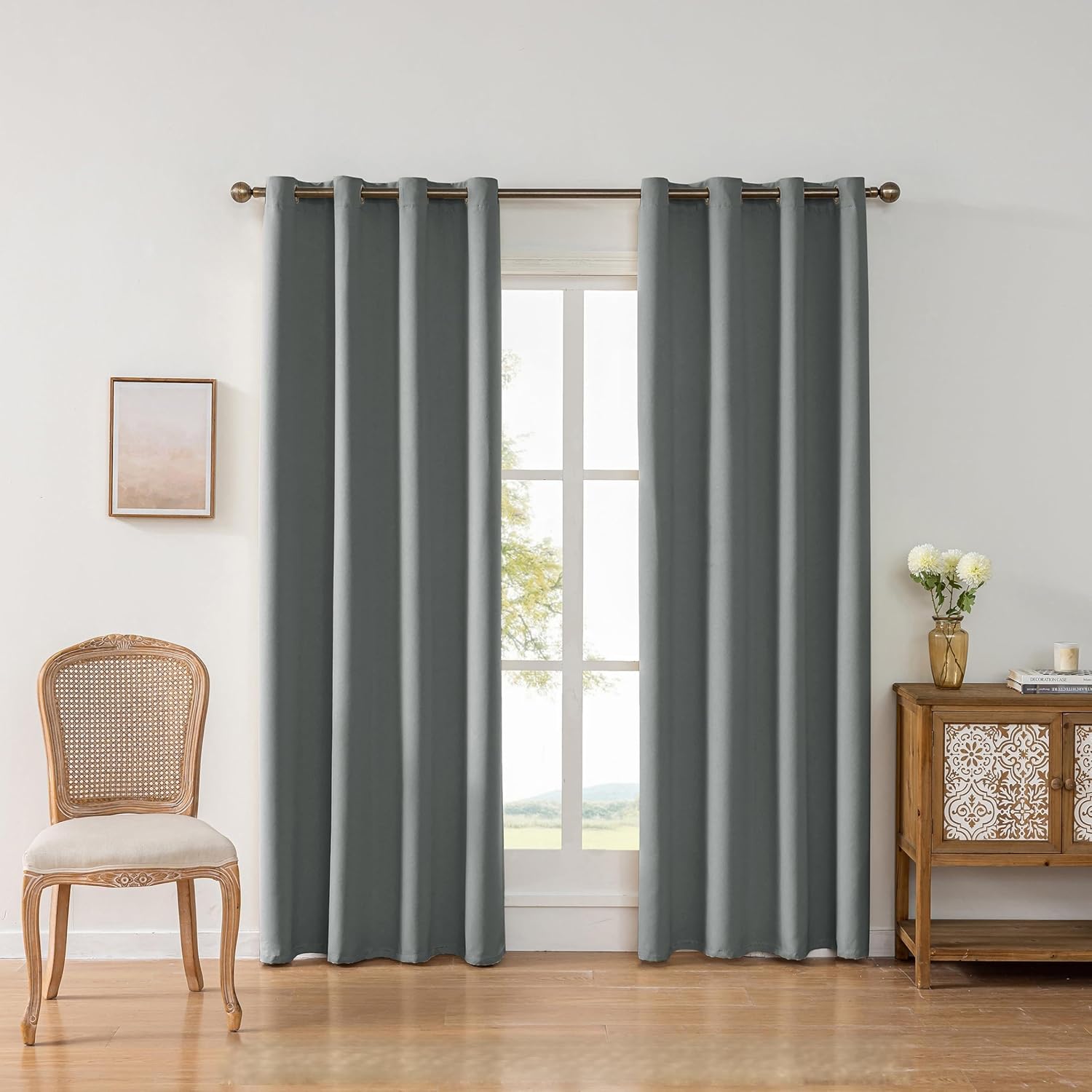 Blackout Curtains, Used for Heat Insulation and Noise Reduction in bedrooms and Living Rooms. There are Two Curtain. (Iron-Grey, 52" W×84" L)