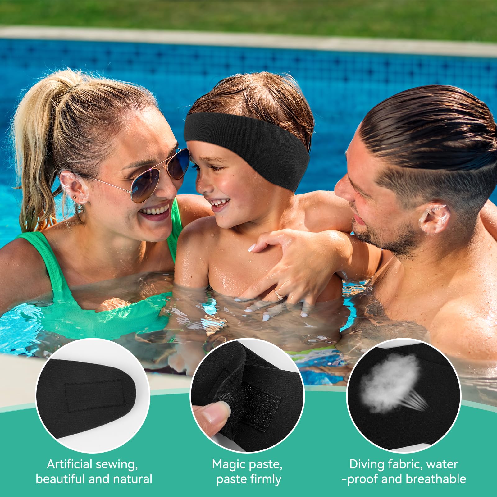 Cinta de Natación para Niños de Neopreno Impermeable con 40 Parches para el Oído