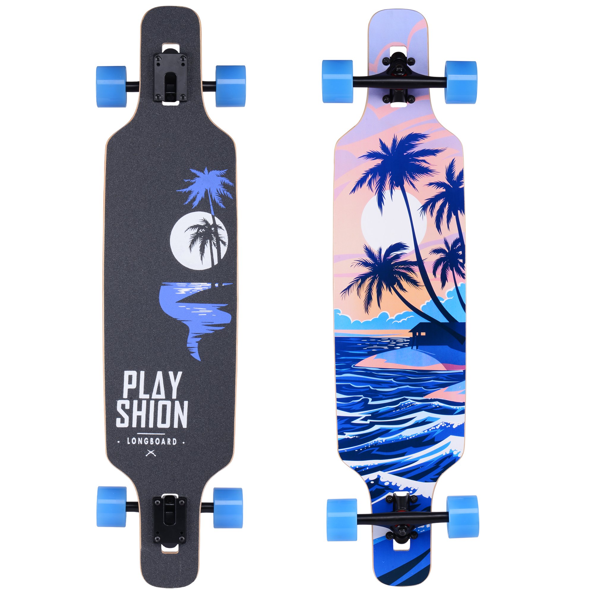Playshion 39" Longboard Drop-Through Freestyle, Roulements ABEC 11