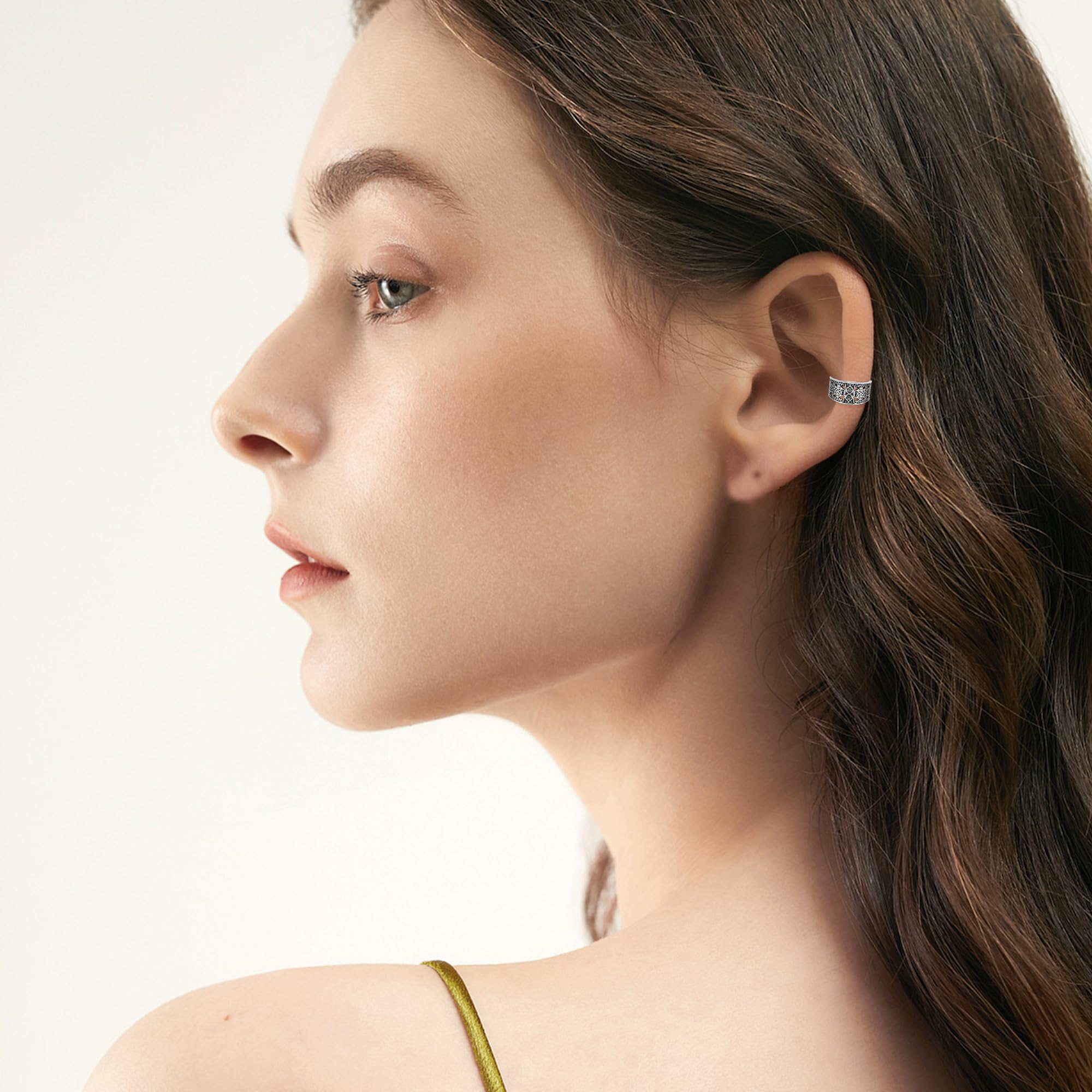 Filigran Ohrstulpe Sterlingsilber Keltischer Knoten Ohrclips Nicht durchdringend Knorpelohrringe Boho Schmuck Geschenke für Frauen