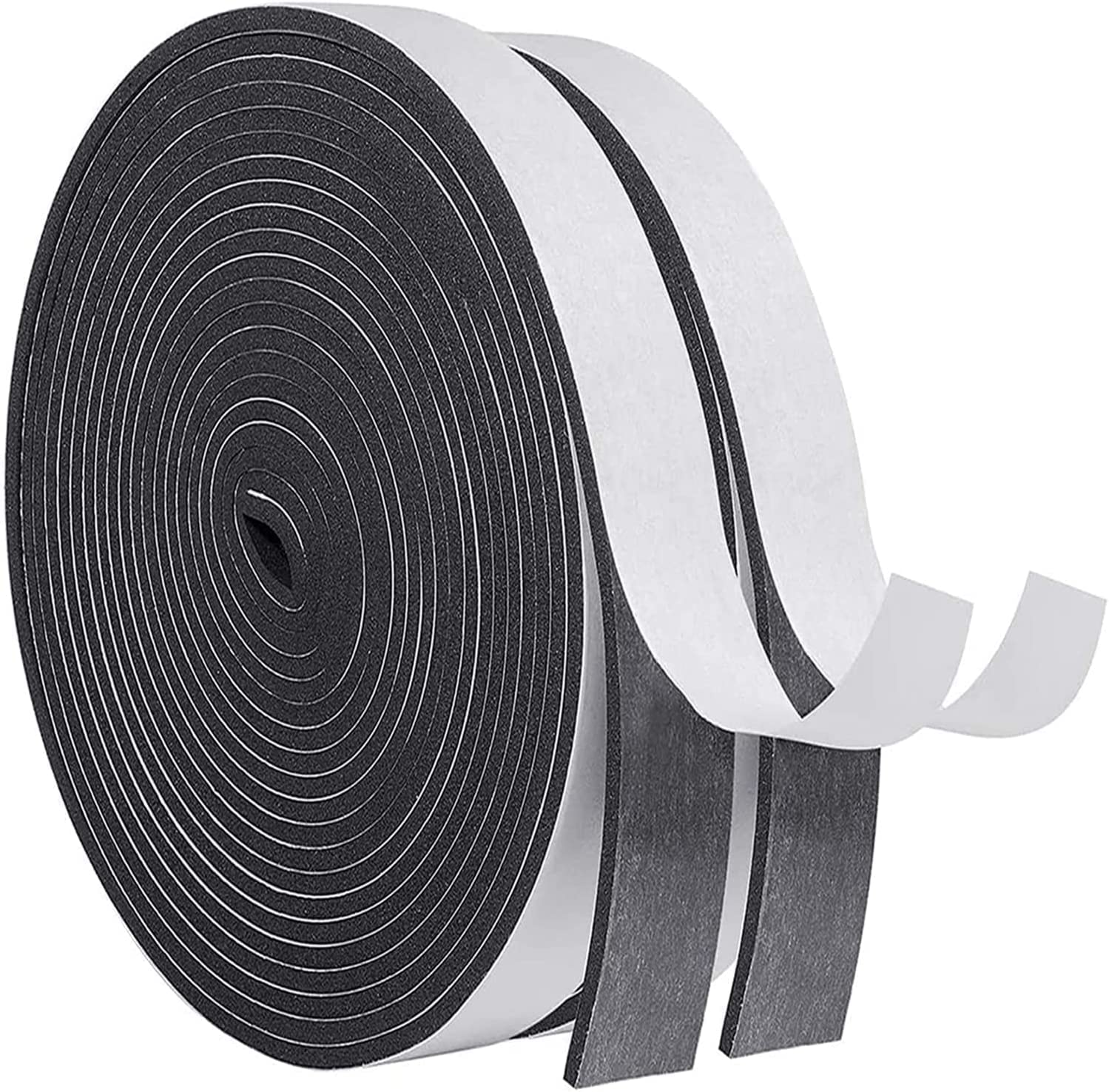 Draught Excluder Self Adhesive Foam Tape 20mm(W) x 3mm(T) Window Door Weather Stripping SoundProof Weather Strip Tape Seals for Gap Seal, 2 Rolls, Total 10M Long Black