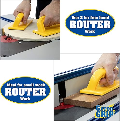 Miniatura 7 de Kit de seguridad de 5 piezas y 2 bloques de empuje de agarre Gator ideales para carpinteros para uso en sierras de mesa, mesas de enrutador, juntas