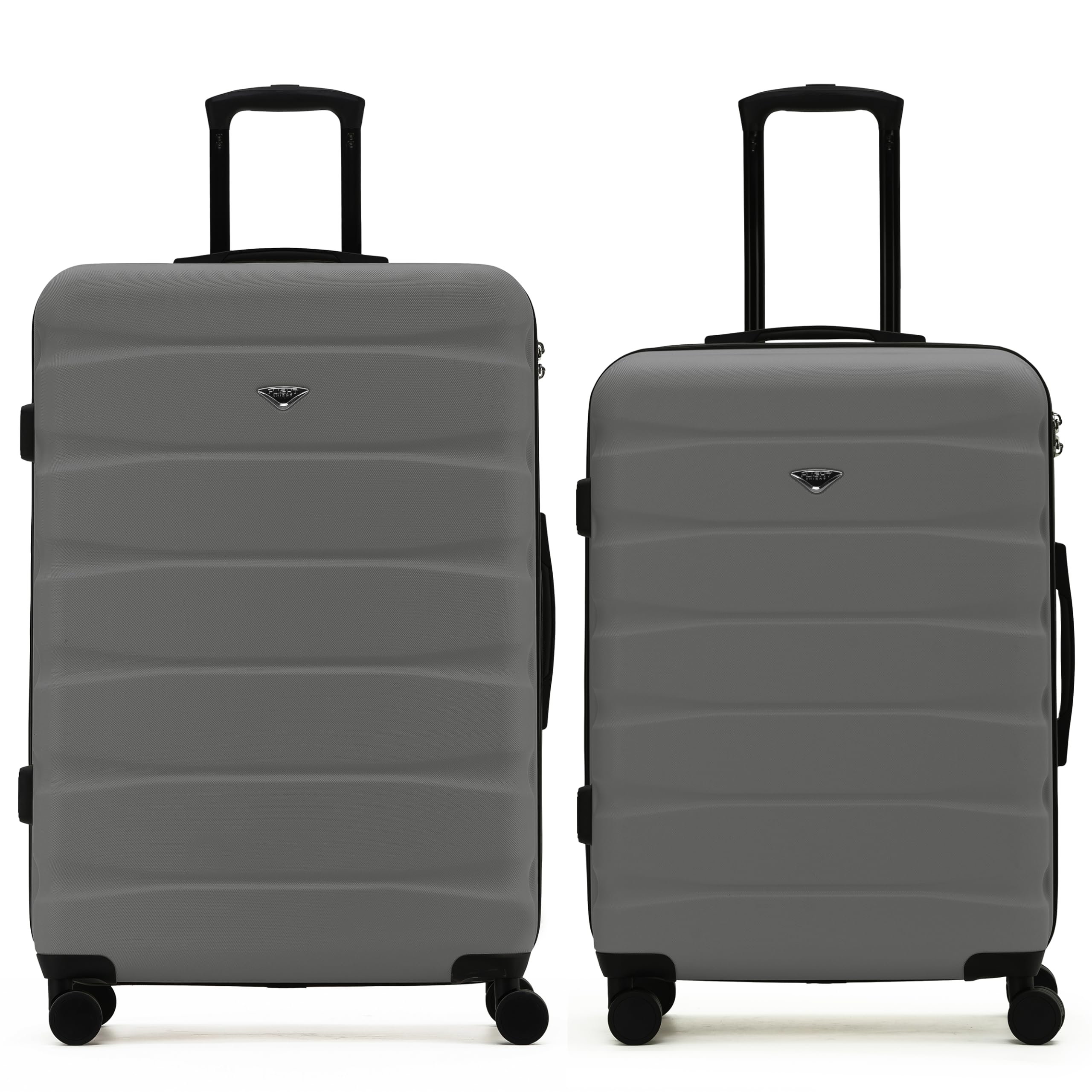Flight Knight Luggage Sets - Checked Hardside Luggage - All Parts Size Medium 27x16x11 & Large 31x21x12 TSA Lock Easy Glide Silent Double Spinner Wheels Durable Hardside Lightweight Suitcase