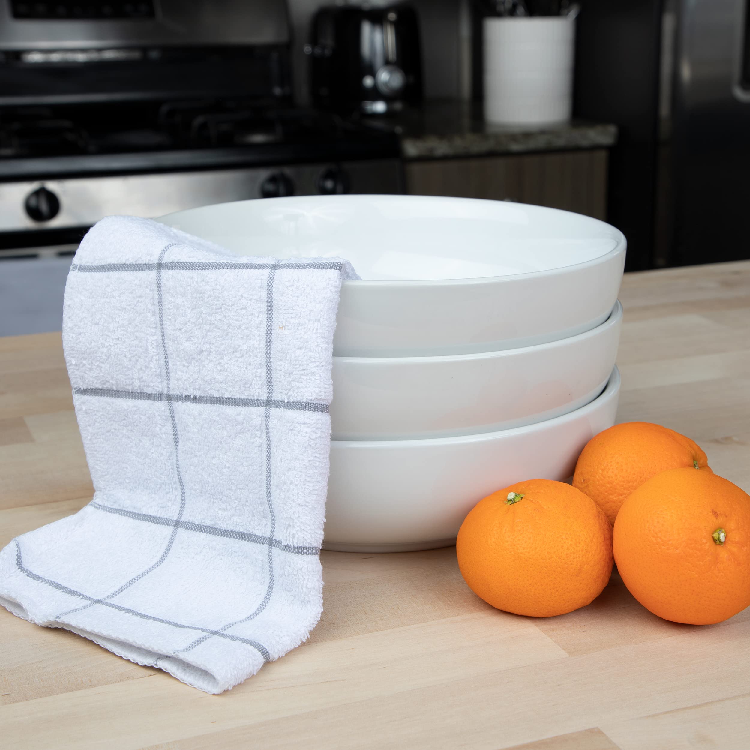 Arkwright - Paños de Cocina para Cocina (Paquete de 12), Suaves, 100% algodón Rizado, Altamente absorbentes y de Secado rápido, paños para Lavar, secar y Limpiar Platos, 12 x 12 Pulgadas, Color Gris