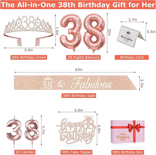 Miniatura 287 de Decoraciones de cumpleaños número 17 para niña, incluyendo tiara y banda de cumpleaños de 17, decoración para pastel y velas, globos de números