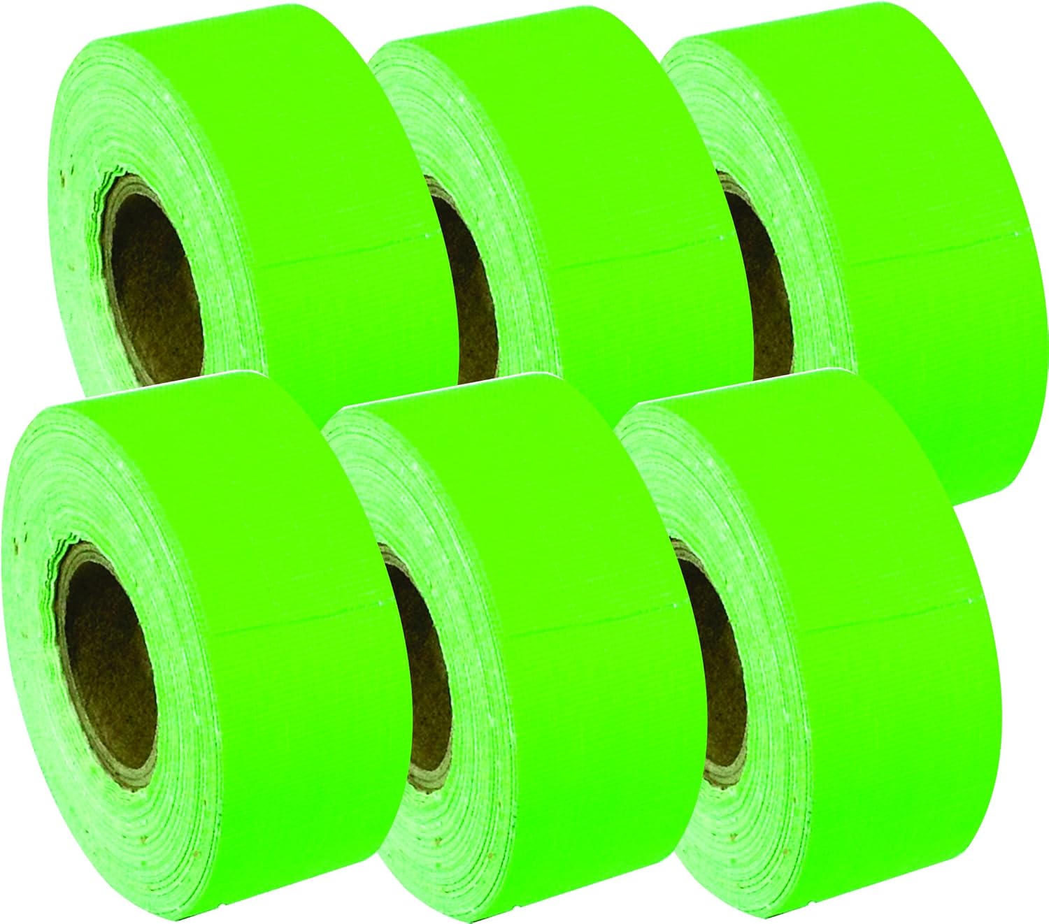 1" x 8 YARD MINI ROLL GAFFER TAPE 6 PACK - FLORESCENT GREEN